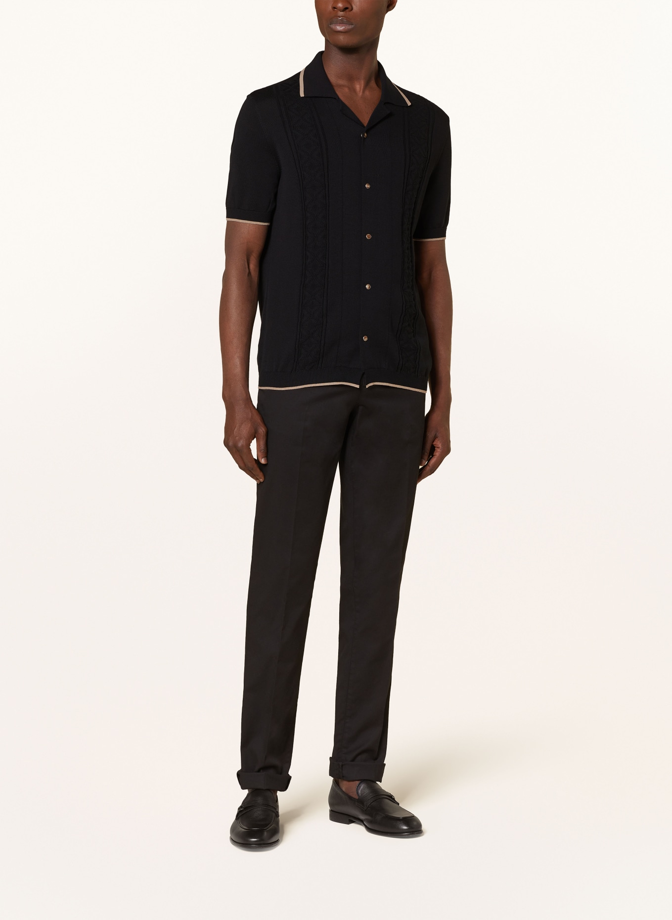 BRUNELLO CUCINELLI Resort shirt slim fit made of knitted fabric, Color: BLACK (Image 2)