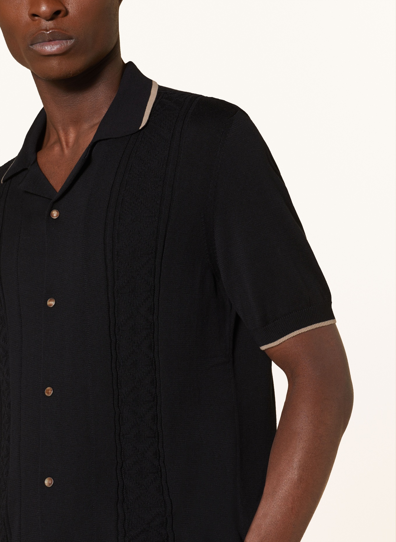BRUNELLO CUCINELLI Resorthemd Slim Fit aus Strick, Farbe: SCHWARZ (Bild 4)