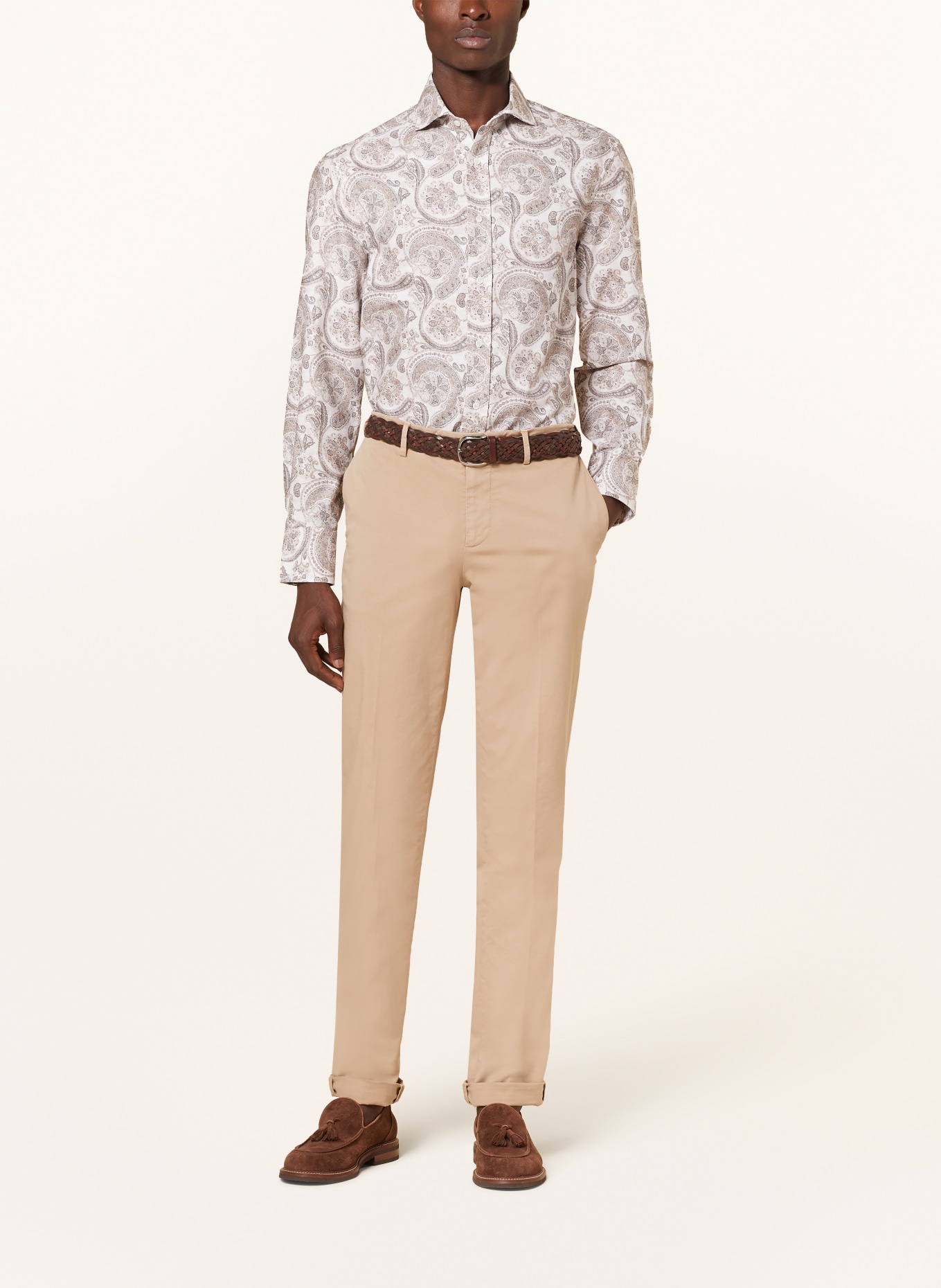 BRUNELLO CUCINELLI Shirt slim fit, Color: BEIGE/ BROWN/ DARK BROWN (Image 2)