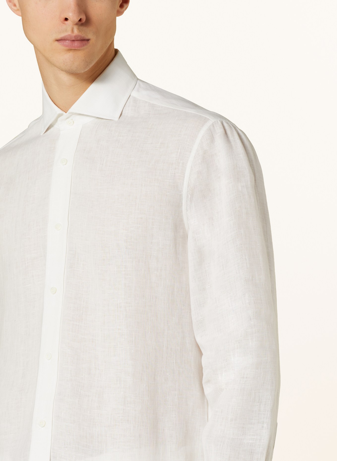 BRUNELLO CUCINELLI Linen shirt basic fit, Color: WHITE (Image 4)