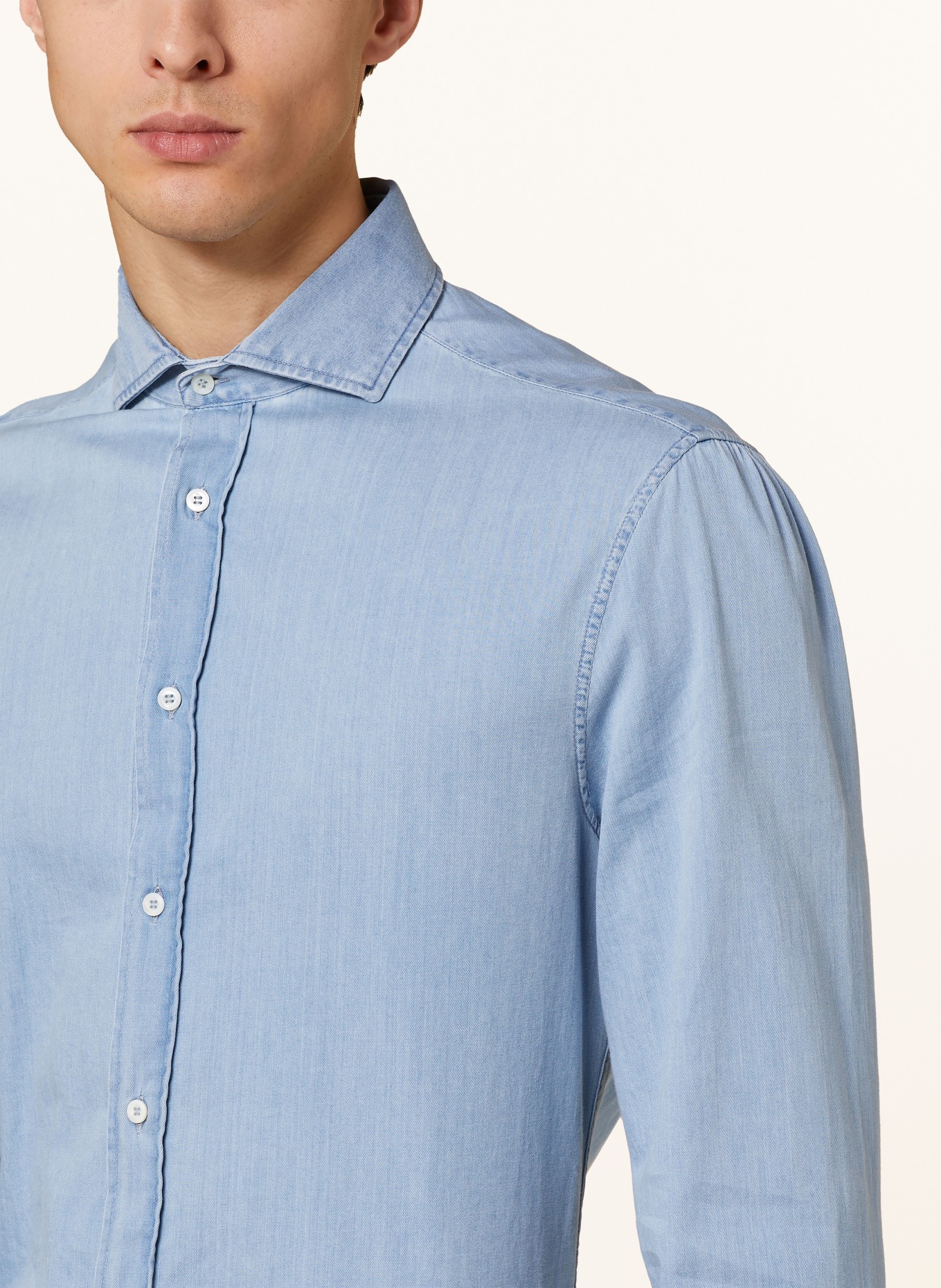 BRUNELLO CUCINELLI Košile Slim Fit v džínovém vzhledu, Barva: C008 DENIM (Obrázek 4)