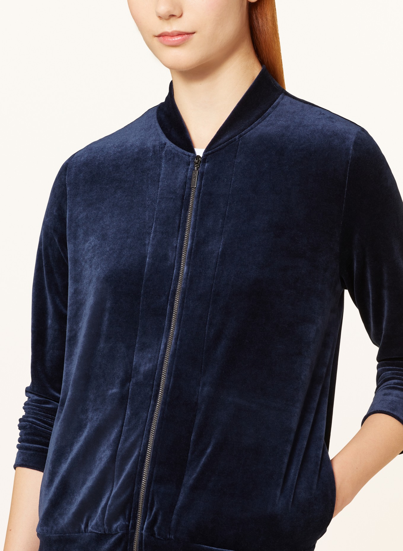 HANRO Lounge jacket FAVOURITES made of velour, Color: DARK BLUE (Image 4)