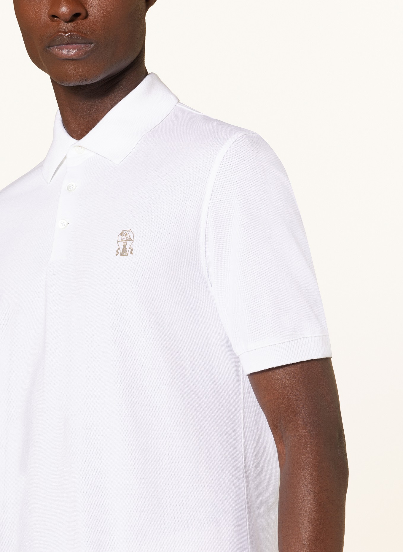 BRUNELLO CUCINELLI Piqué-Poloshirt, Farbe: WEISS (Bild 4)