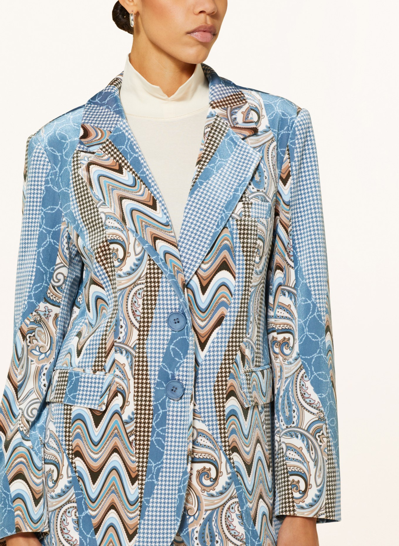 HERZEN'S ANGELEGENHEIT Velvet blazer, Color: BLUE/ WHITE (Image 4)