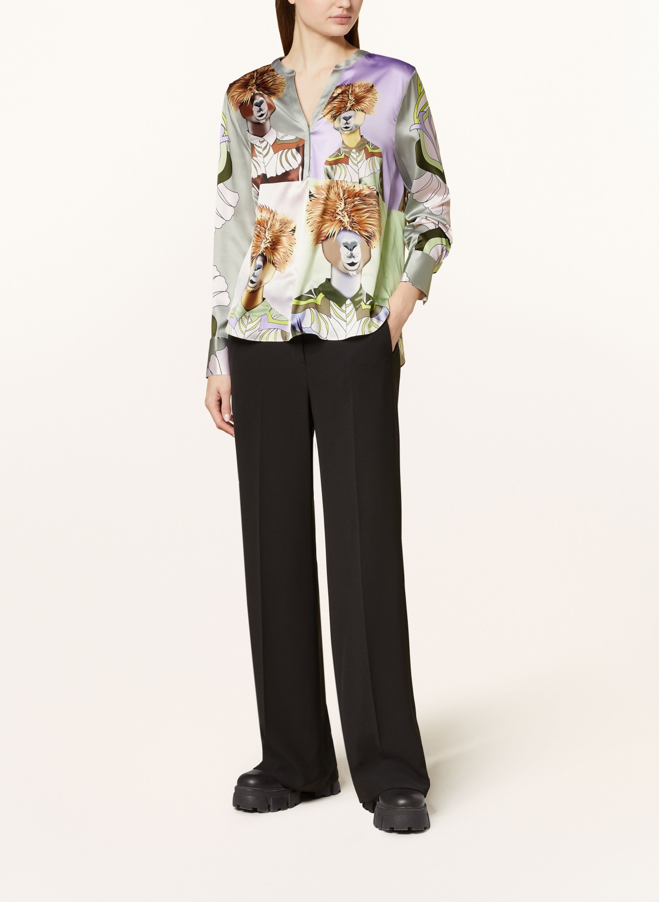HERZEN'S ANGELEGENHEIT Shirt blouse ALPAKA in silk, Color: PURPLE/ GREEN/ BROWN (Image 2)