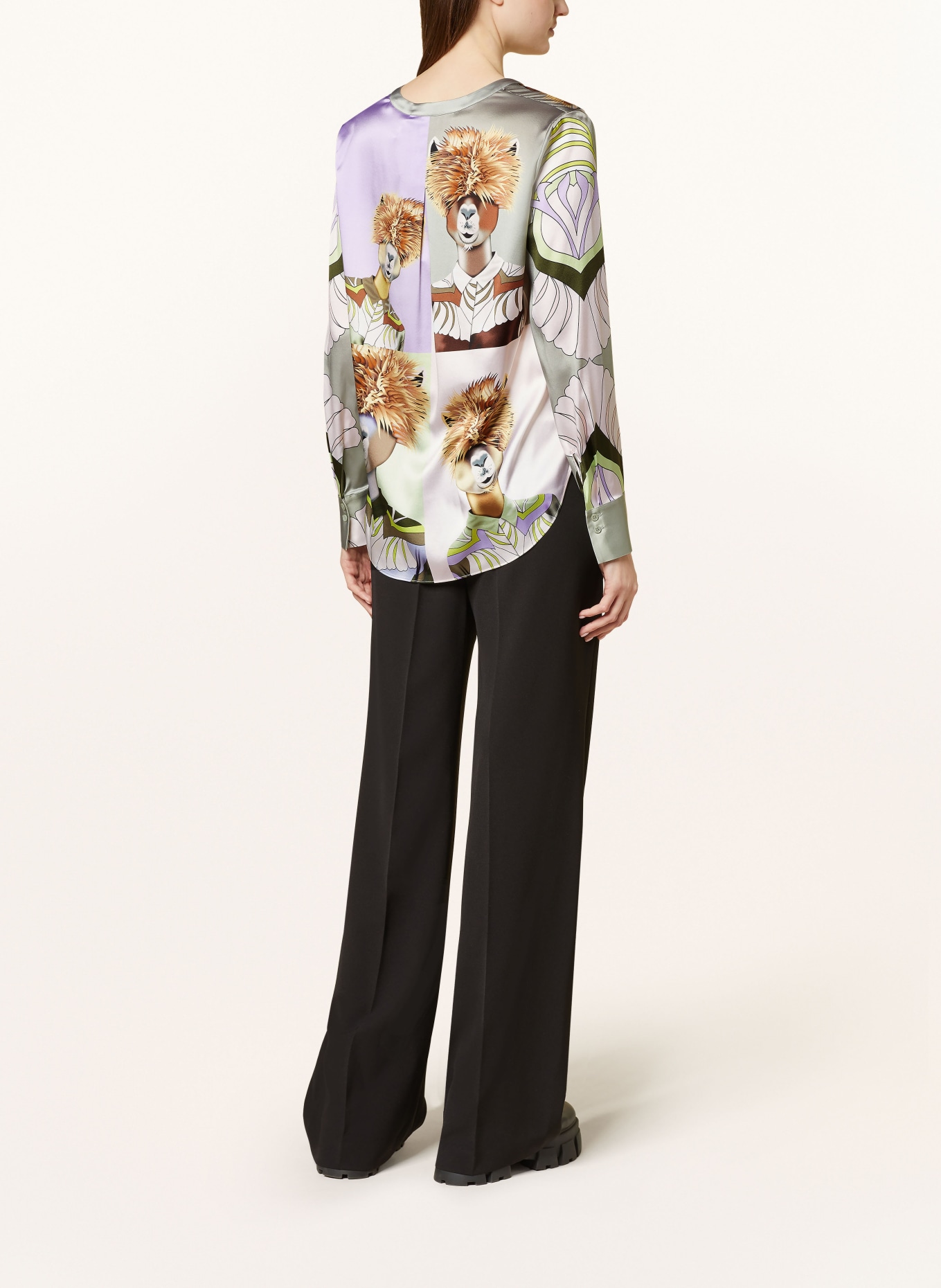 HERZEN'S ANGELEGENHEIT Shirt blouse ALPAKA in silk, Color: PURPLE/ GREEN/ BROWN (Image 3)