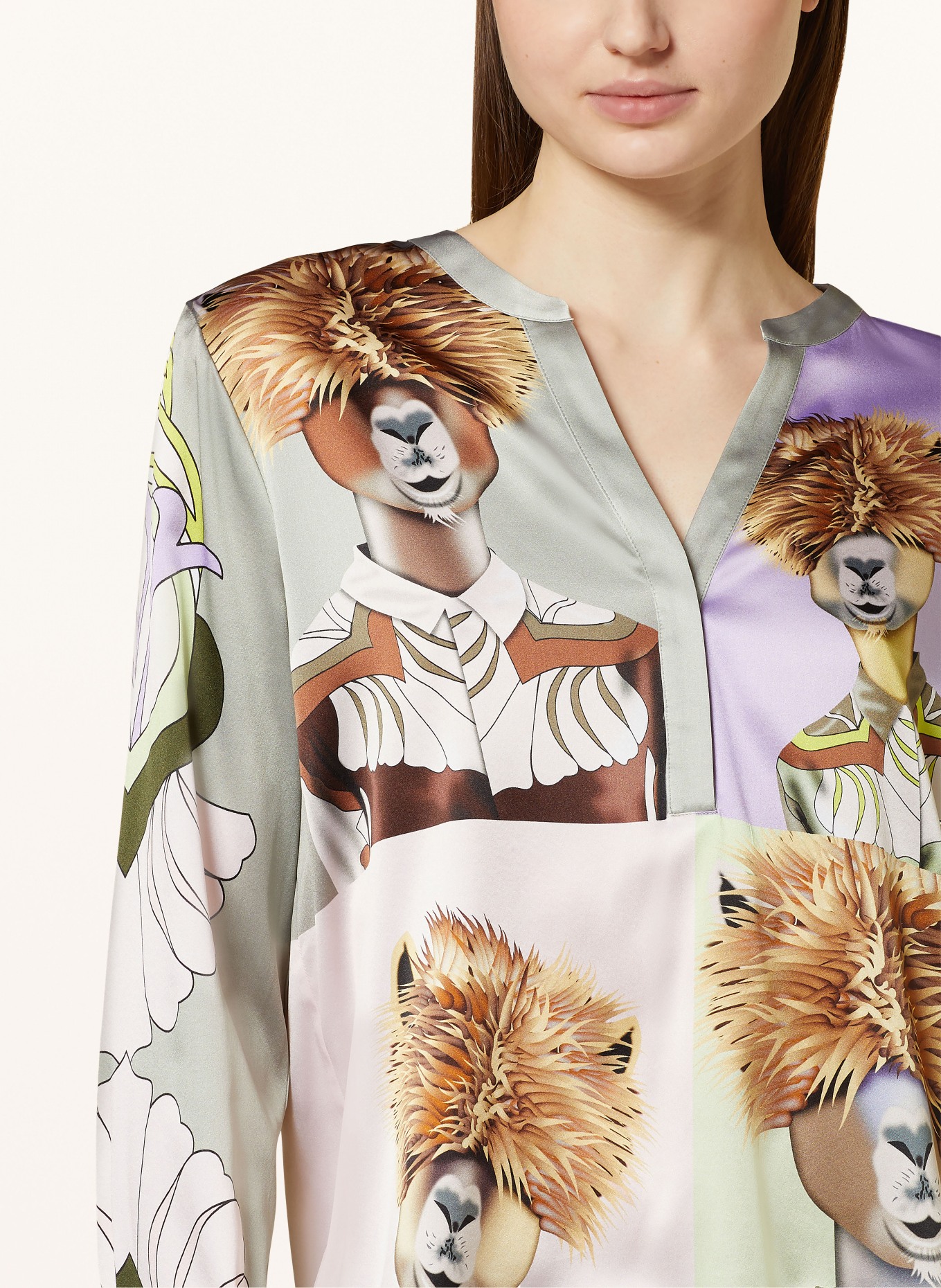 HERZEN'S ANGELEGENHEIT Shirt blouse ALPAKA in silk, Color: PURPLE/ GREEN/ BROWN (Image 4)