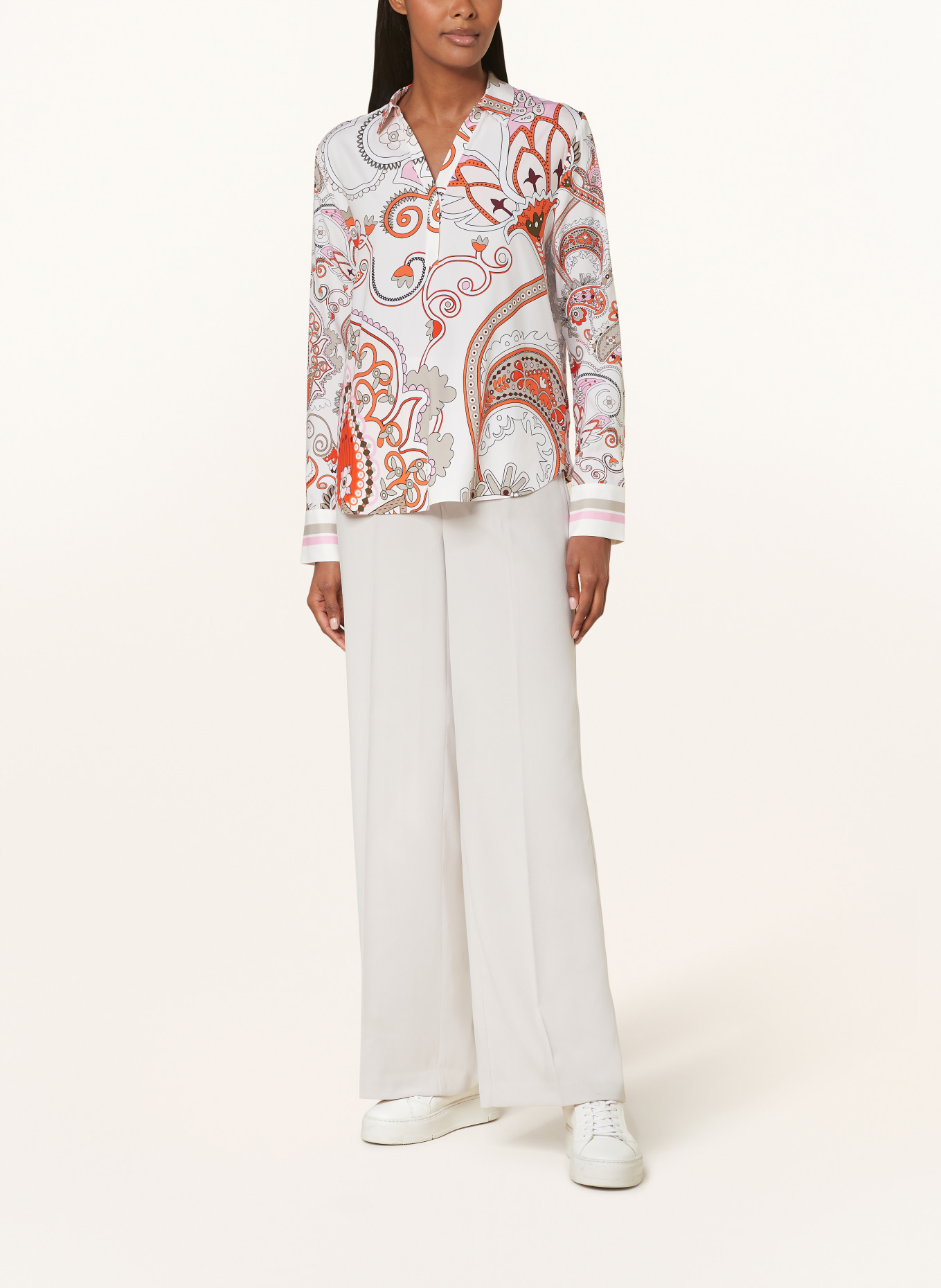 HERZEN'S ANGELEGENHEIT Shirt blouse in silk, Color: ECRU/ BEIGE/ ORANGE (Image 2)