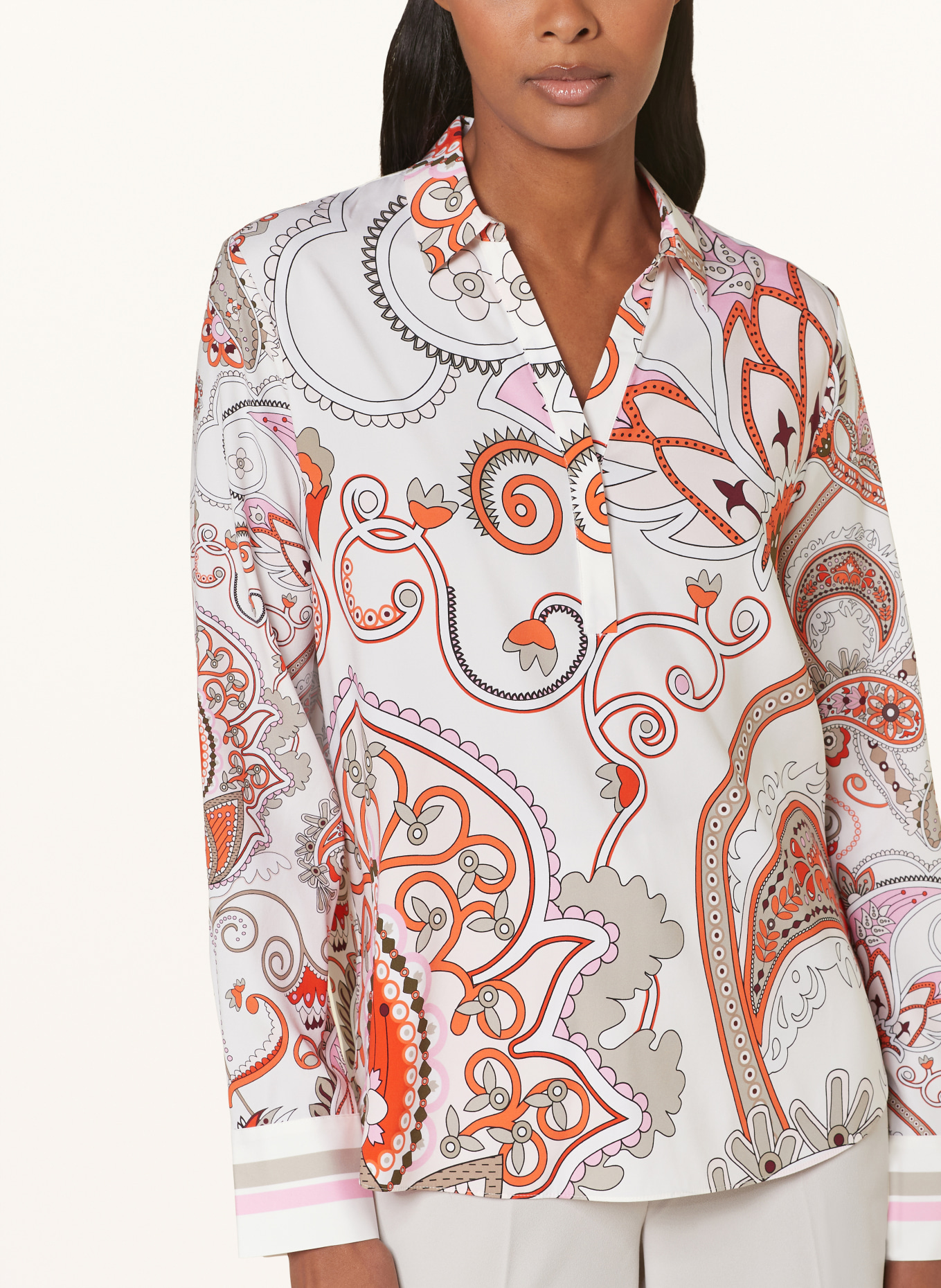 HERZEN'S ANGELEGENHEIT Shirt blouse in silk, Color: ECRU/ BEIGE/ ORANGE (Image 4)