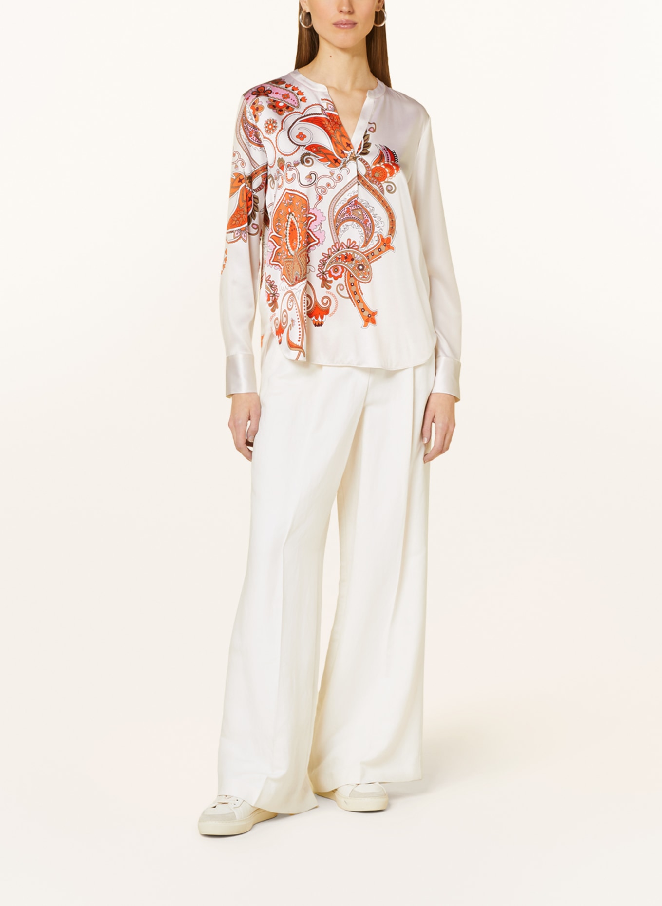 HERZEN'S ANGELEGENHEIT Shirt blouse in silk, Color: ECRU/ ORANGE/ DARK RED (Image 2)