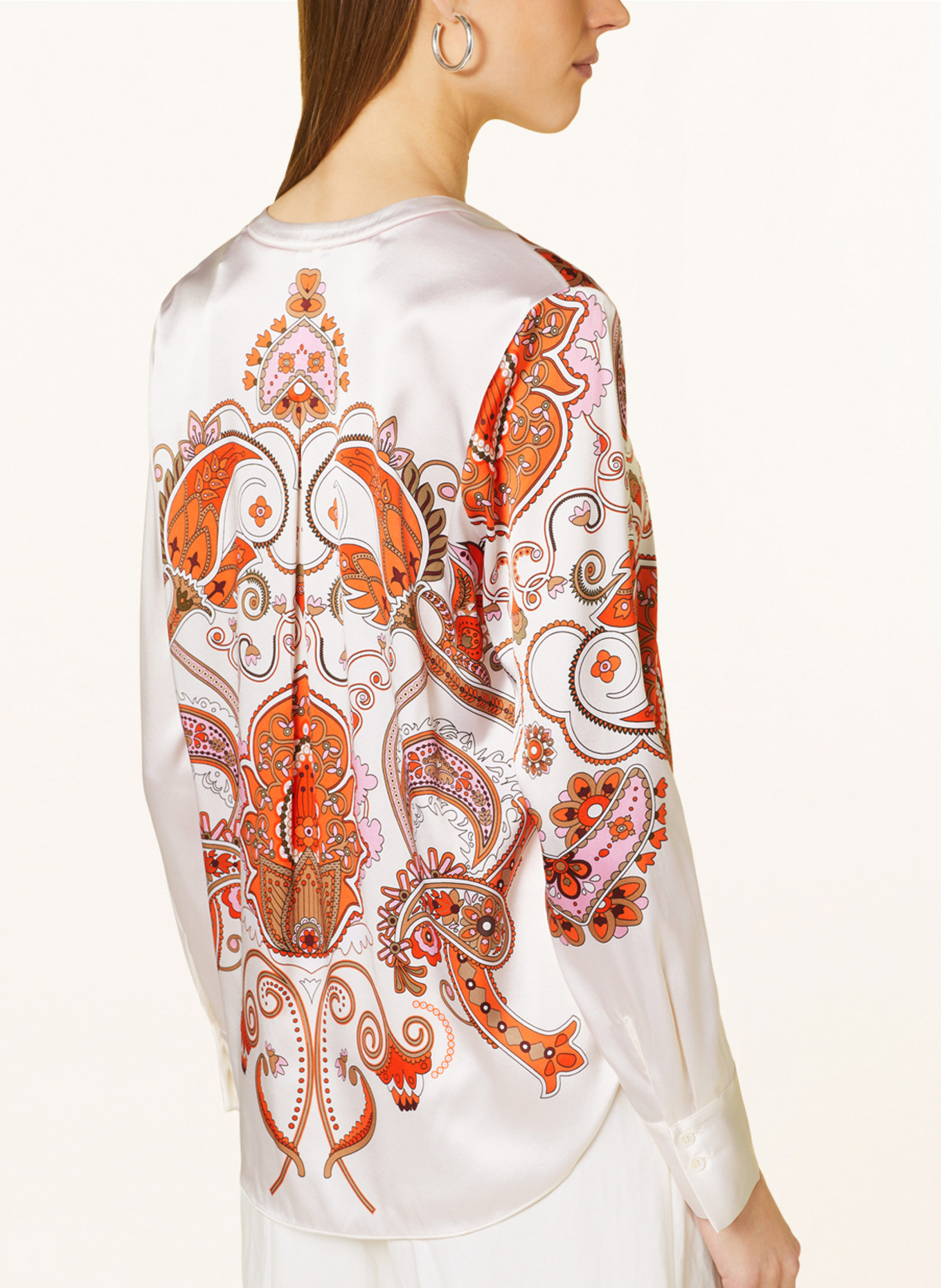 HERZEN'S ANGELEGENHEIT Shirt blouse in silk, Color: ECRU/ ORANGE/ DARK RED (Image 5)