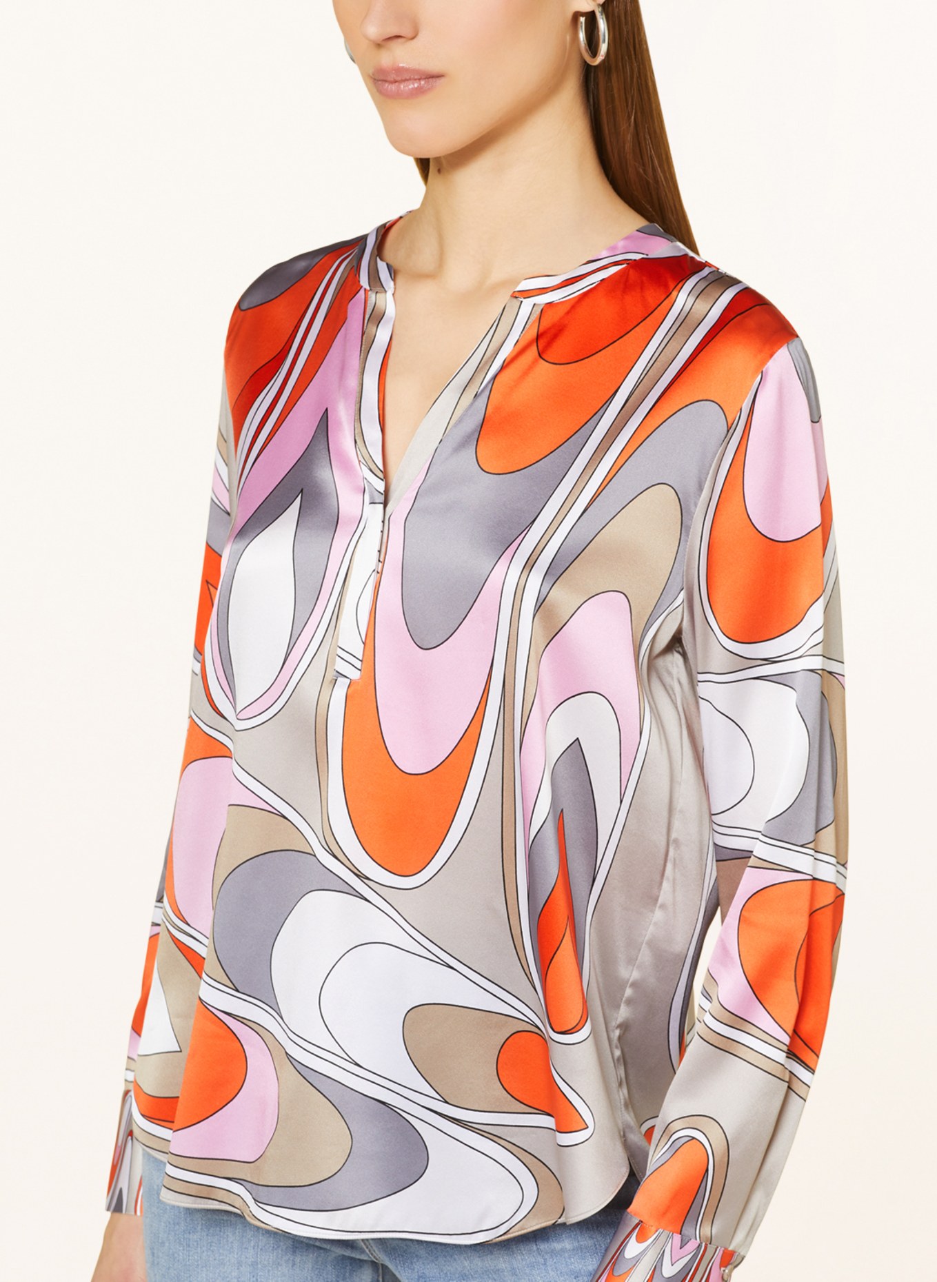 HERZEN'S ANGELEGENHEIT Shirt blouse in silk, Color: ORANGE/ PINK/ BEIGE (Image 4)