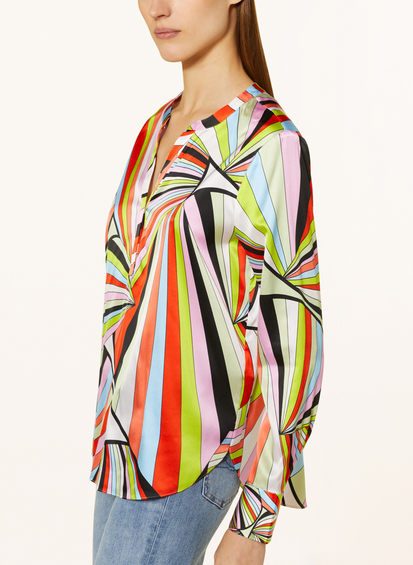 HERZEN'S ANGELEGENHEIT Shirt blouse in silk, Color: NEON GREEN/ ORANGE/ BLACK (Image 4)