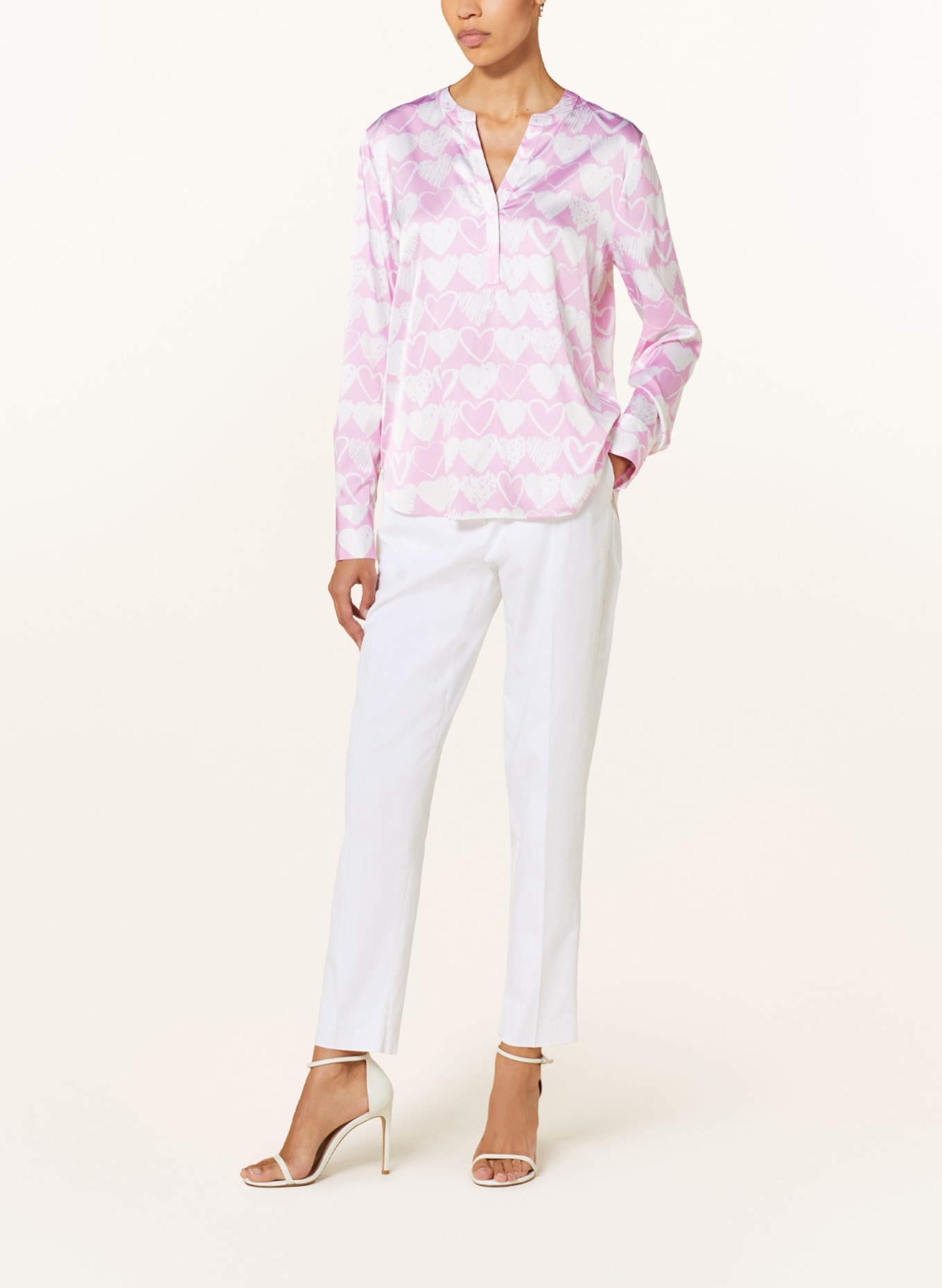 HERZEN'S ANGELEGENHEIT Shirt blouse in silk, Color: PINK/ WHITE (Image 2)