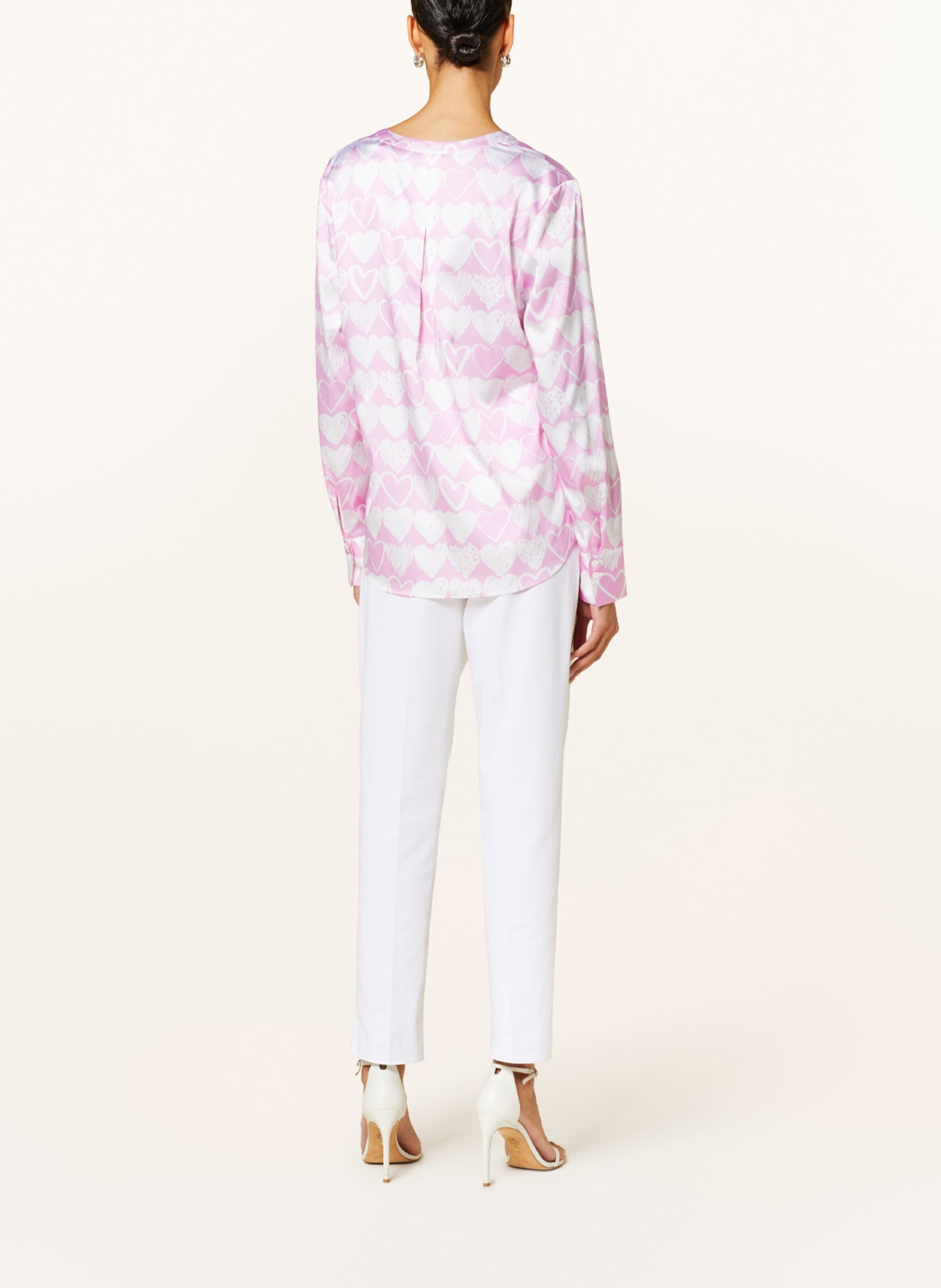 HERZEN'S ANGELEGENHEIT Shirt blouse in silk, Color: PINK/ WHITE (Image 3)