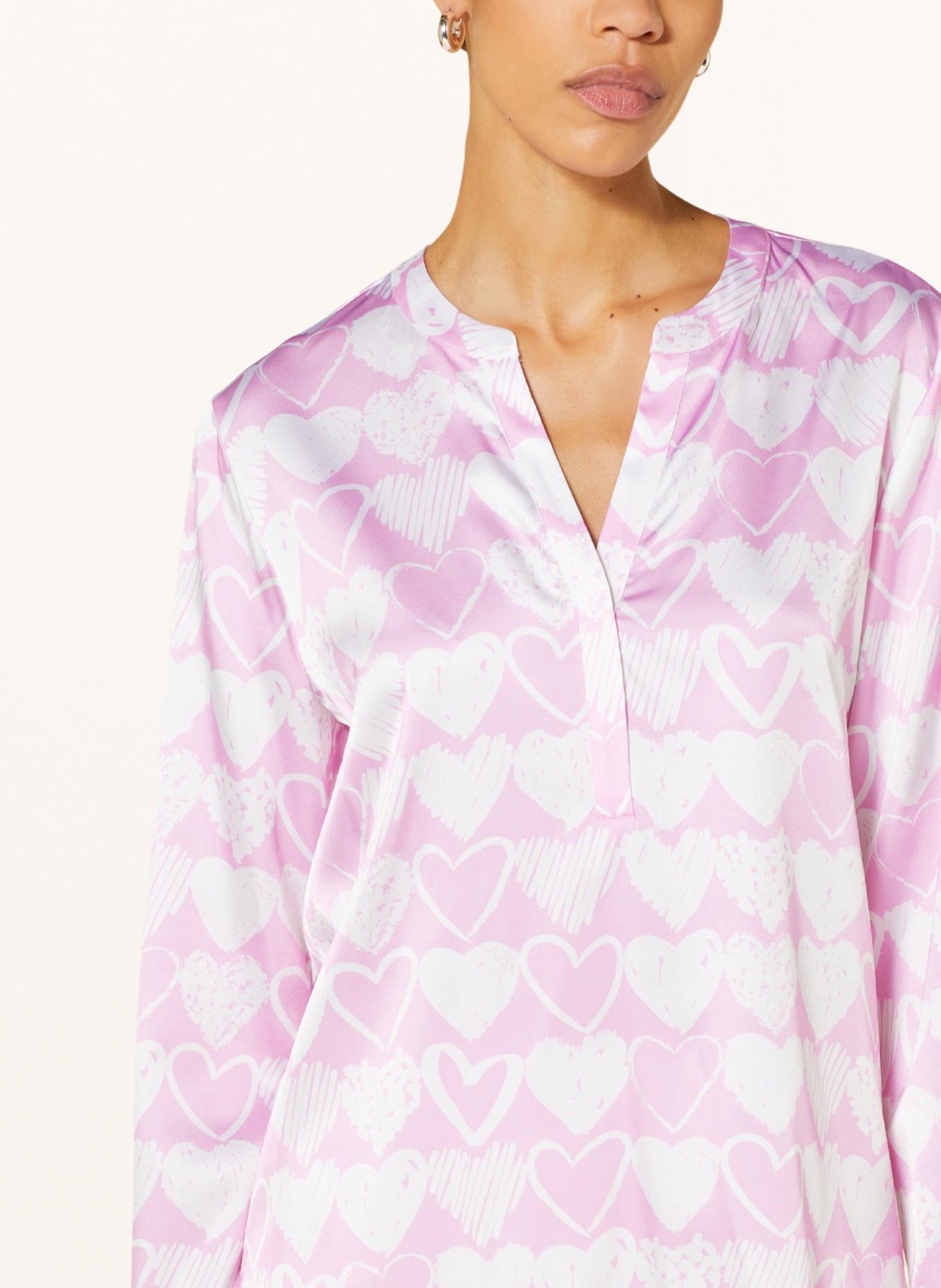 HERZEN'S ANGELEGENHEIT Shirt blouse in silk, Color: PINK/ WHITE (Image 4)