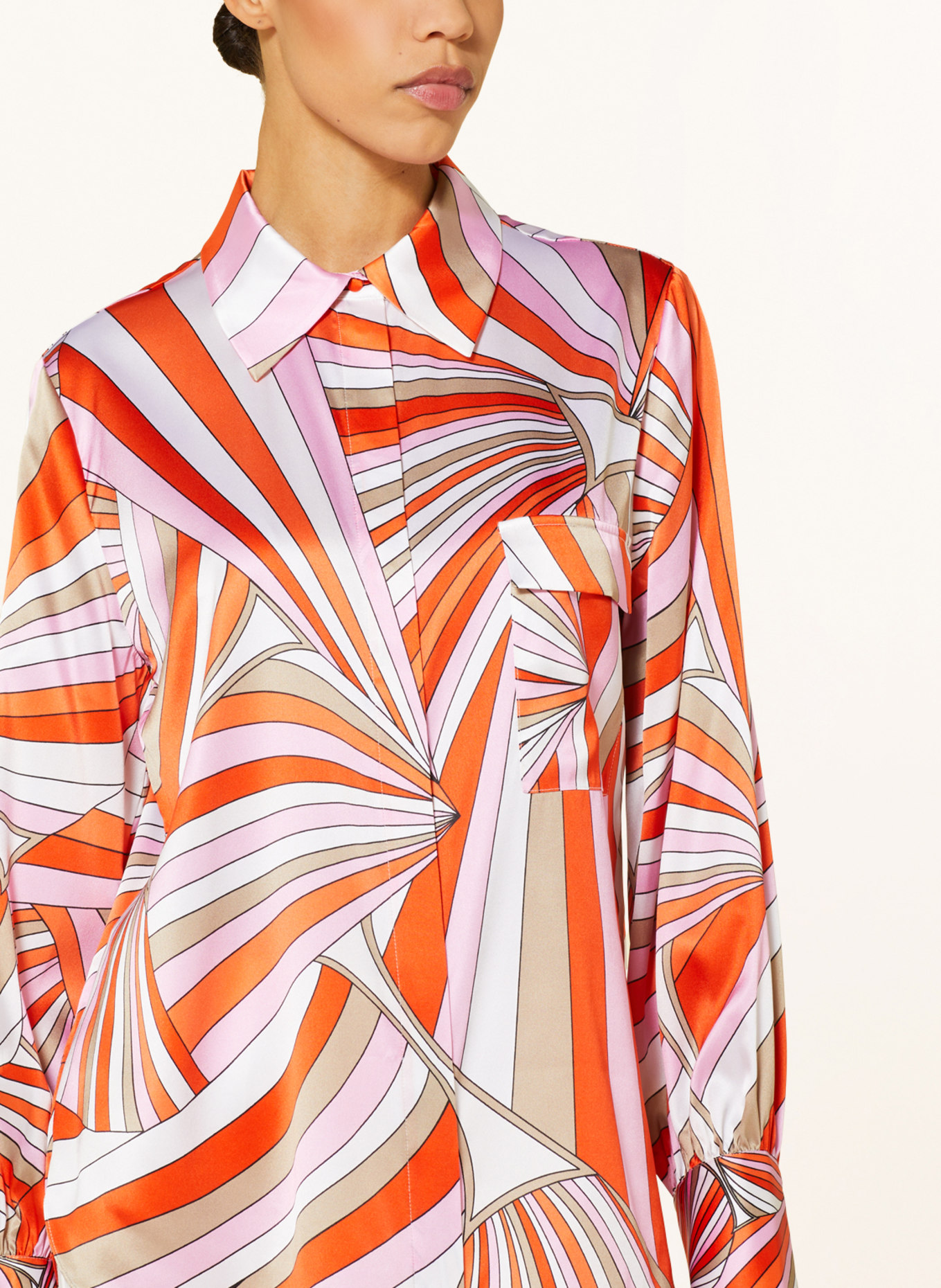 HERZEN'S ANGELEGENHEIT Shirt blouse in silk, Color: PINK/ ORANGE/ WHITE (Image 4)