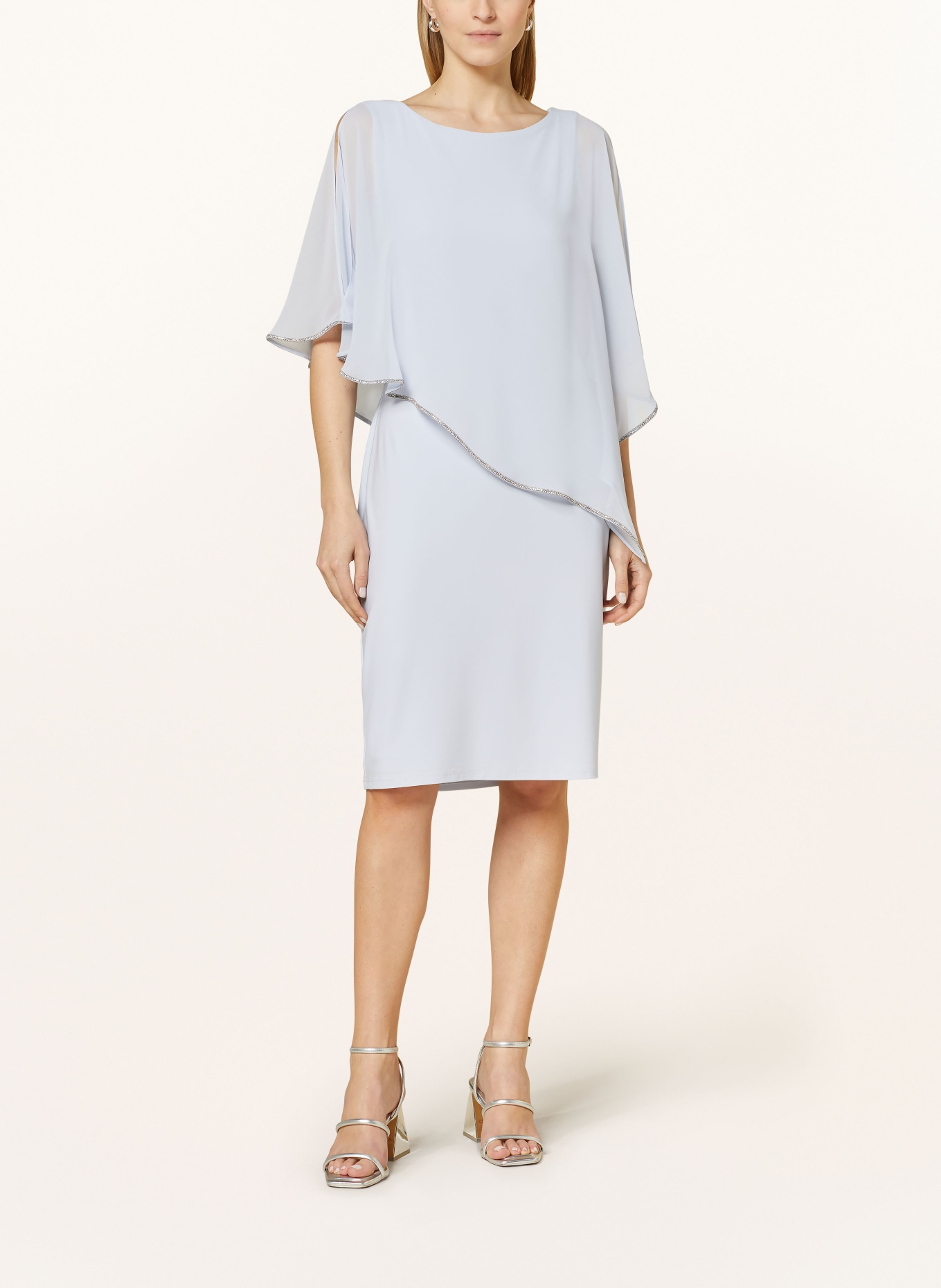 Joseph Ribkoff SIGNATURE Cocktail dress in mixed materials with decorative gems, Color: LIGHT BLUE (Image 2)