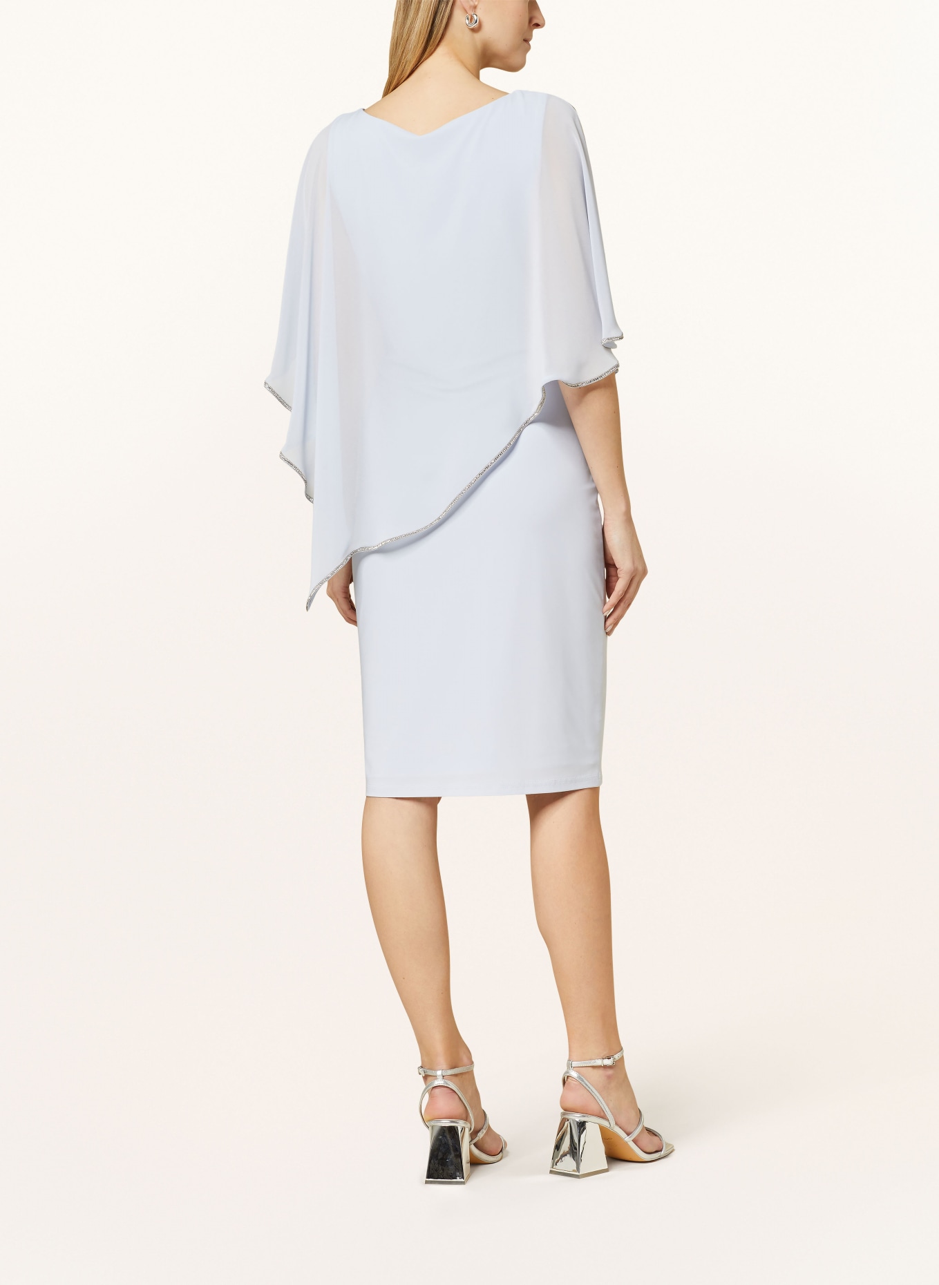 Joseph Ribkoff SIGNATURE Cocktail dress in mixed materials with decorative gems, Color: LIGHT BLUE (Image 3)