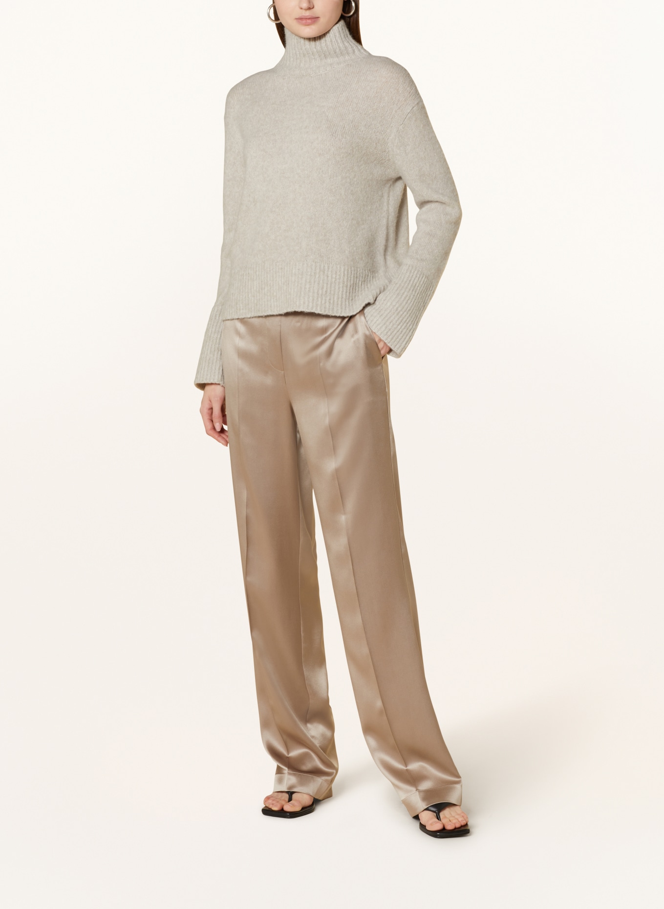 JOSEPH Wide leg trousers made of silk, Color: GRAY (Image 2)