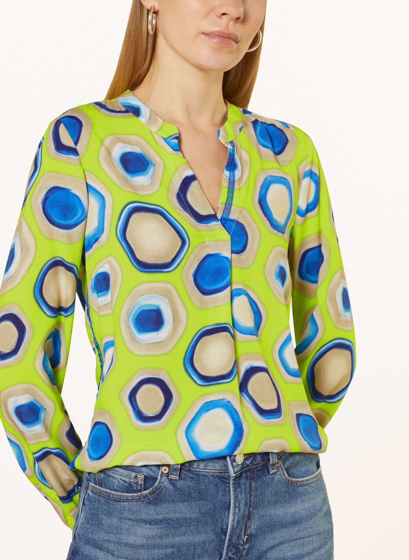 Emily VAN DEN BERGH Shirt blouse, Color: NEON GREEN/ BEIGE/ BLUE (Image 4)