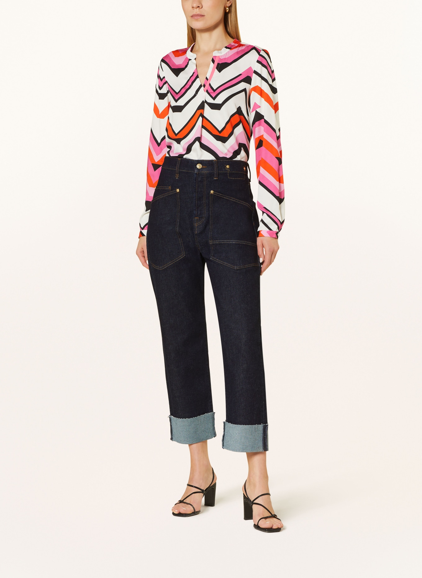 Emily VAN DEN BERGH Shirt blouse, Color: WHITE/ BLACK/ ORANGE (Image 2)