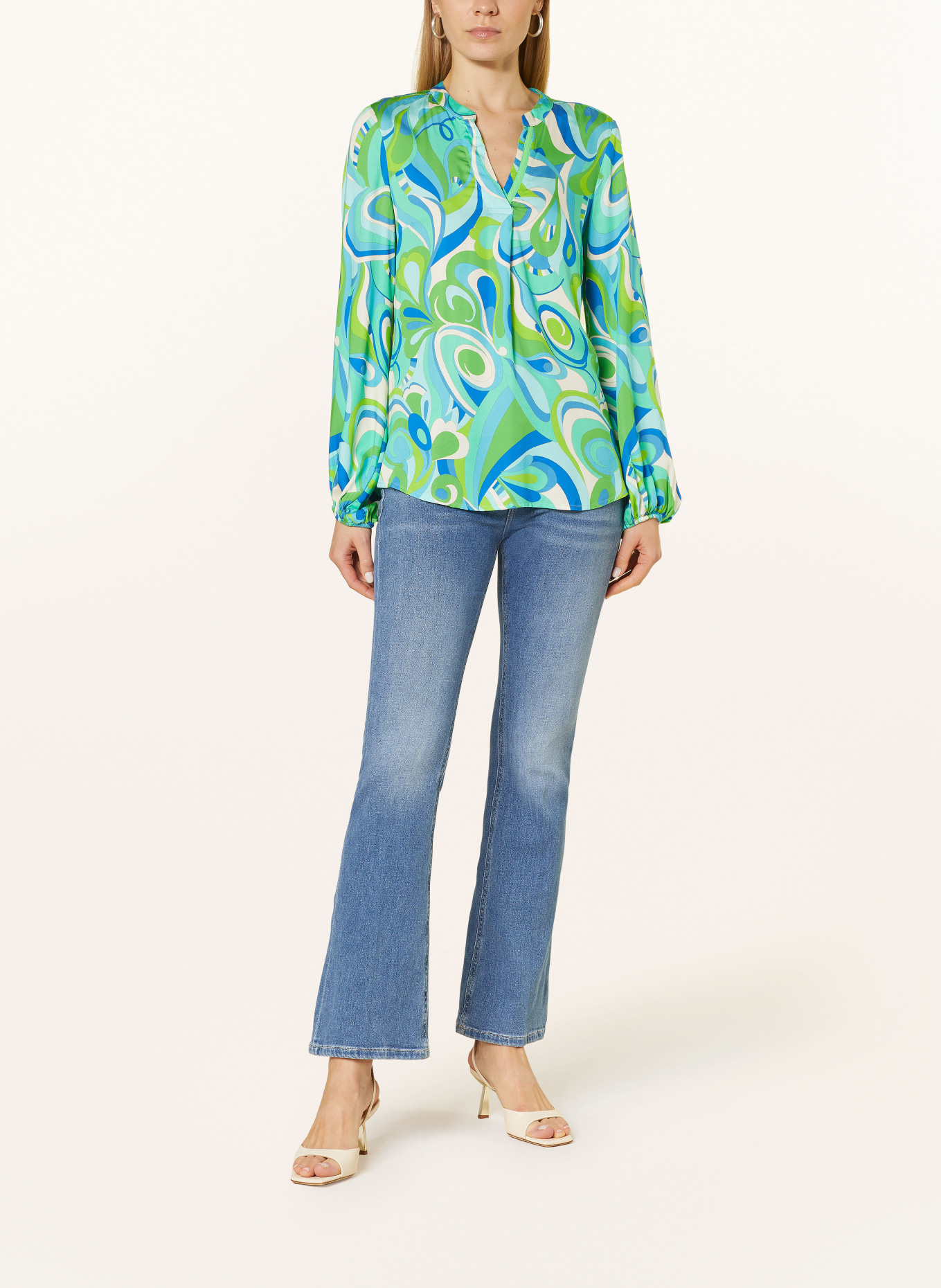 Emily VAN DEN BERGH Shirt blouse, Color: NEON GREEN/ LIGHT BLUE/ BLUE (Image 2)