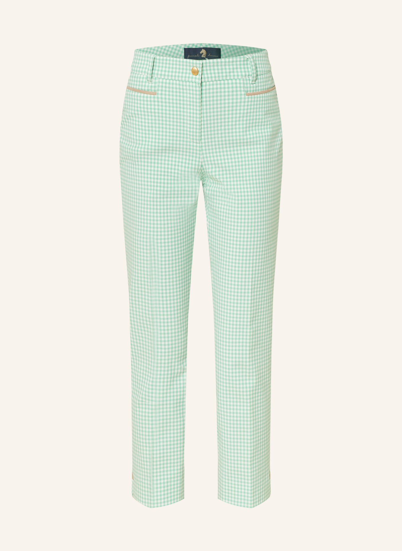 pamela henson 7/8 pants, Color: LIGHT GREEN/ WHITE (Image 1)