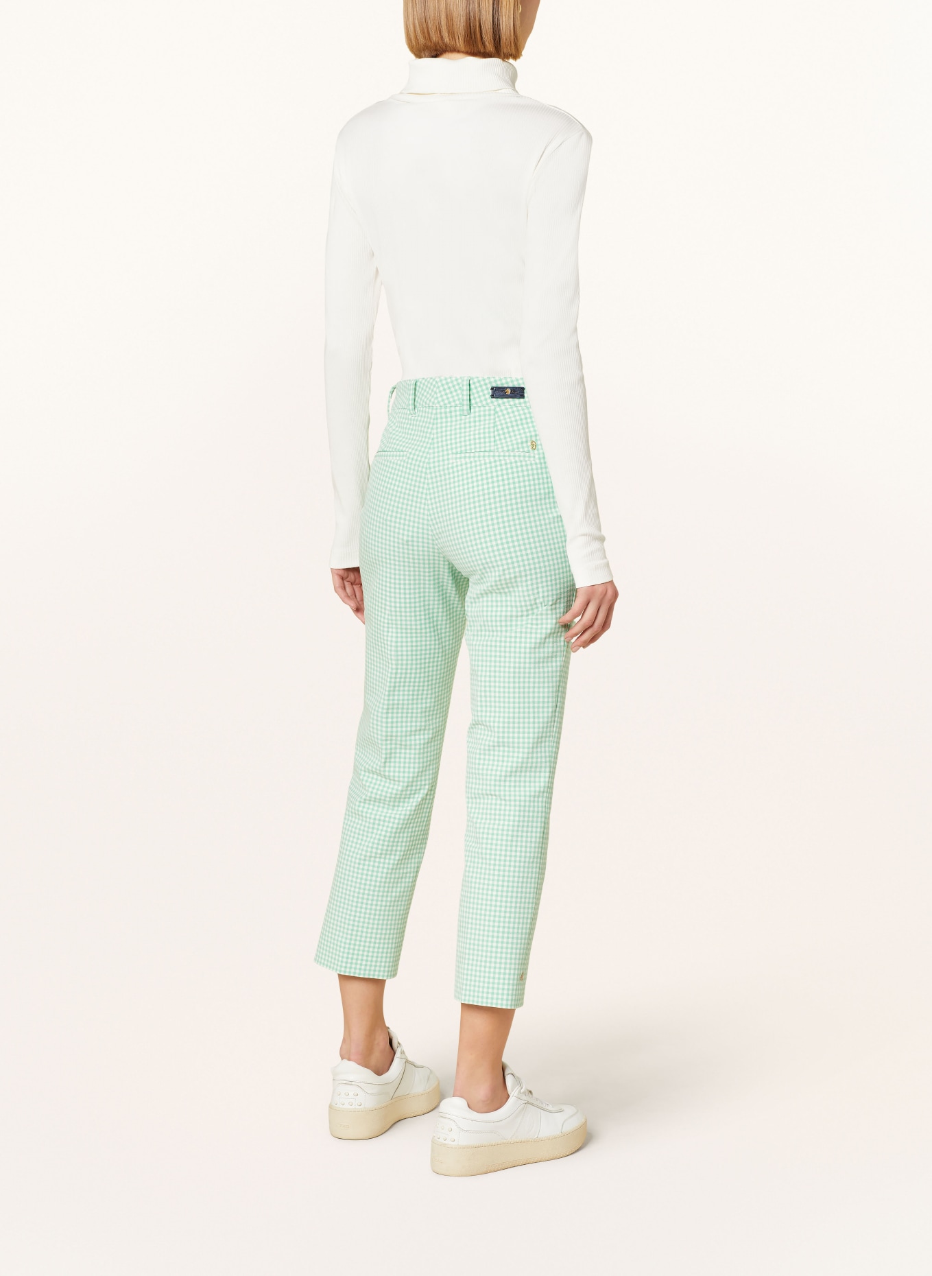 pamela henson 7/8 pants, Color: LIGHT GREEN/ WHITE (Image 3)