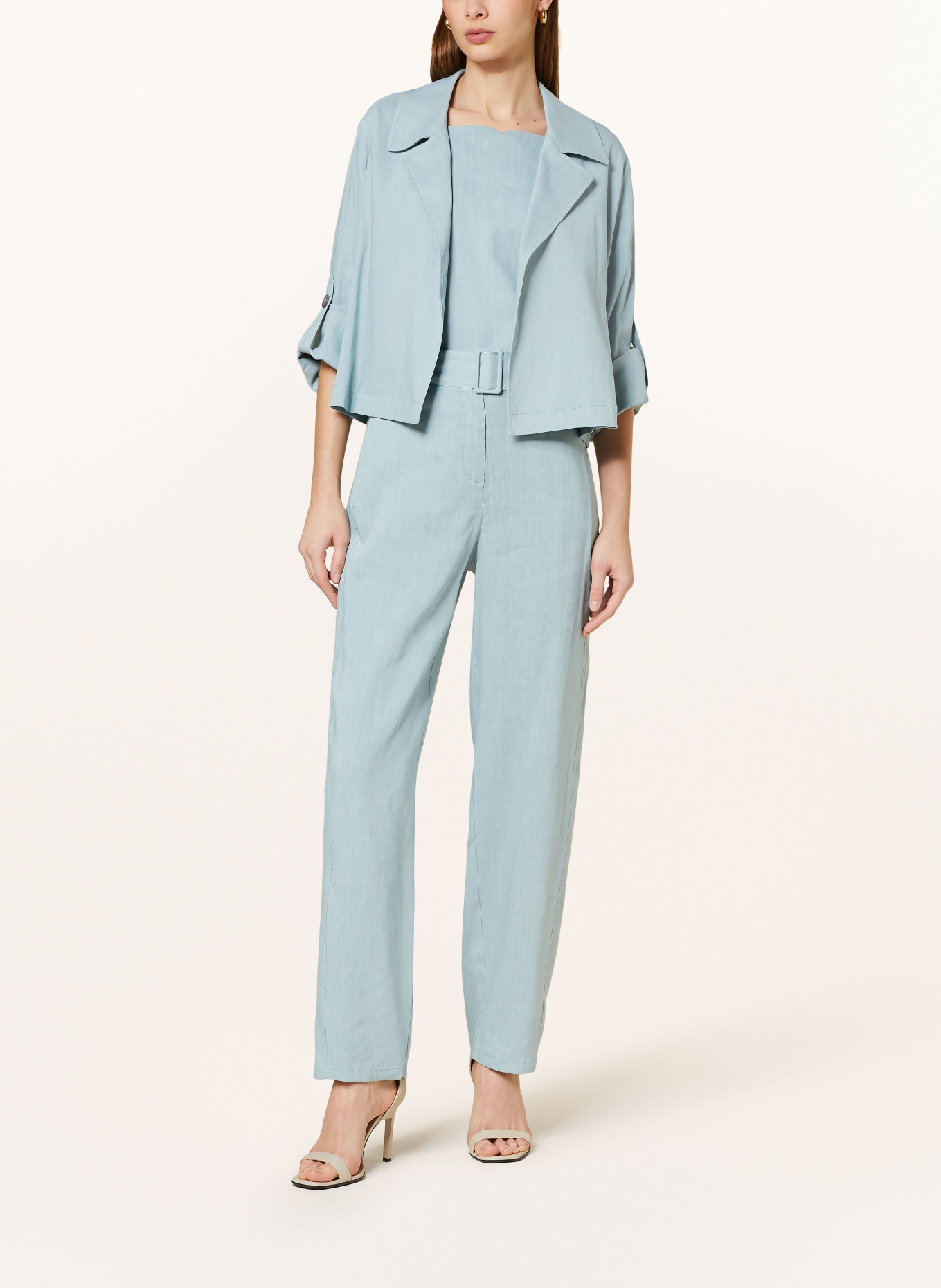 MARELLA Paper bag trousers ESORIDO in linen, Color: TURQUOISE (Image 2)