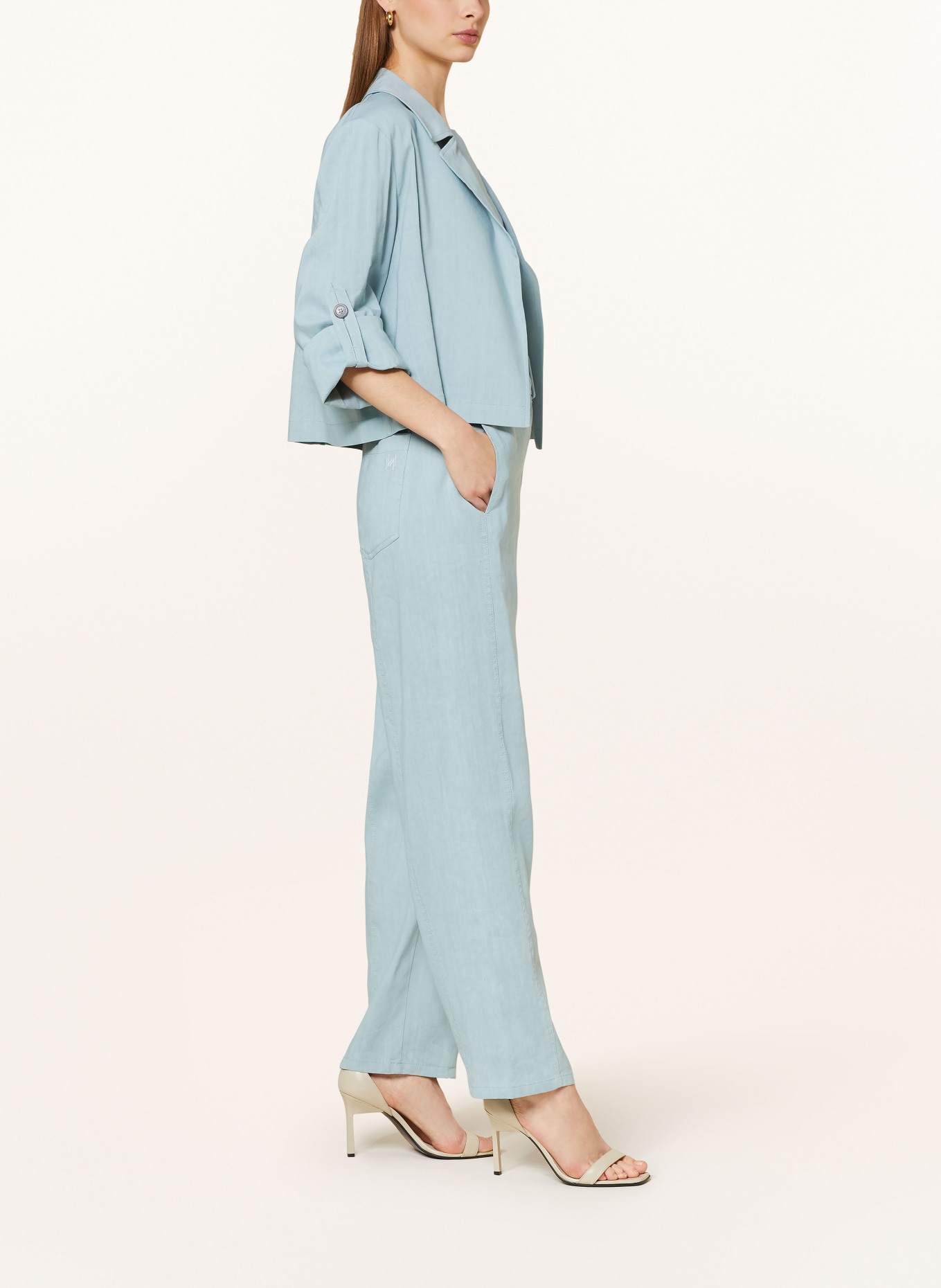 MARELLA Paper bag trousers ESORIDO in linen, Color: TURQUOISE (Image 4)