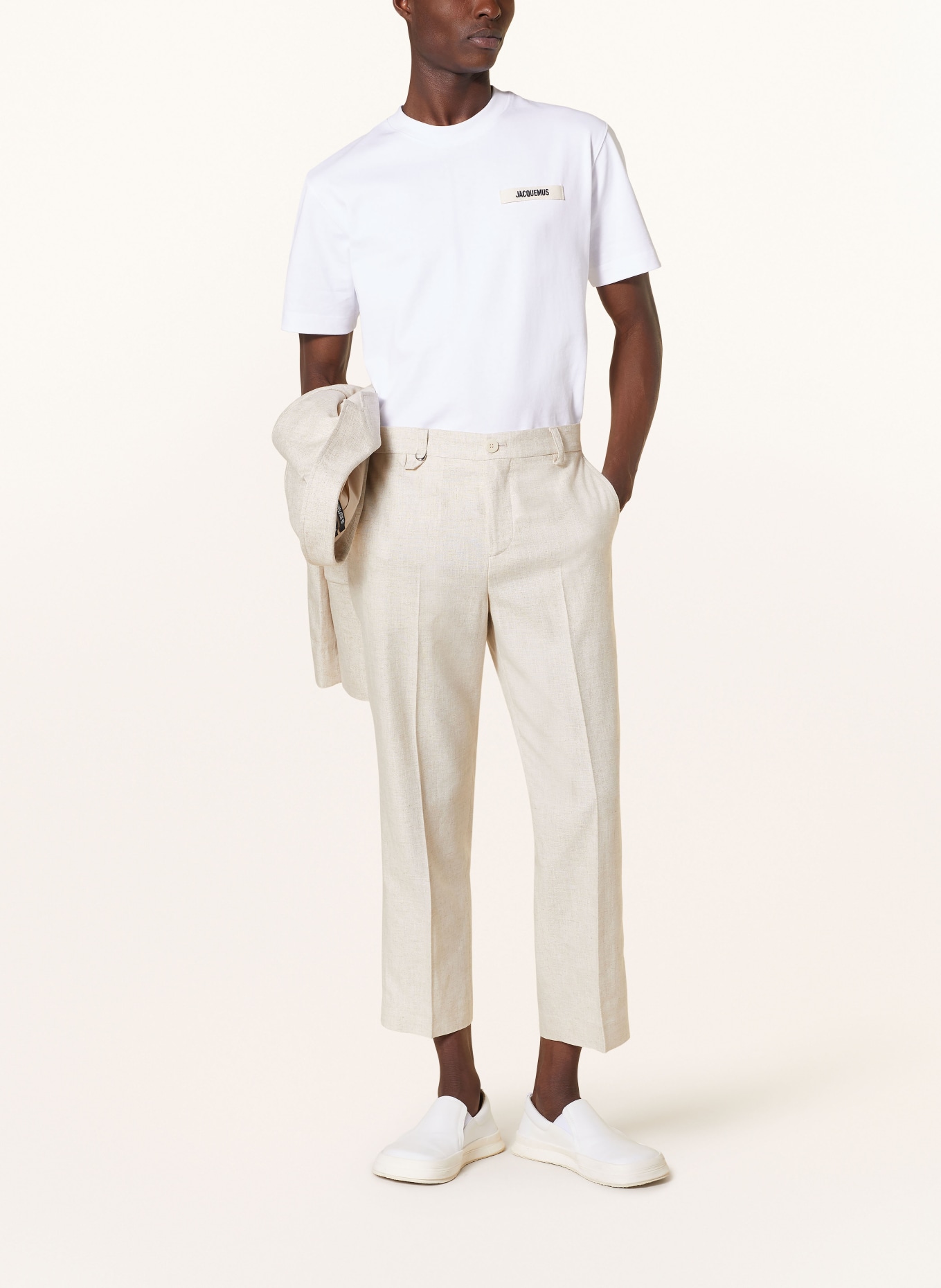 JACQUEMUS Trousers LE PANTALON CABRI regular fit with linen, Color: BEIGE (Image 3)