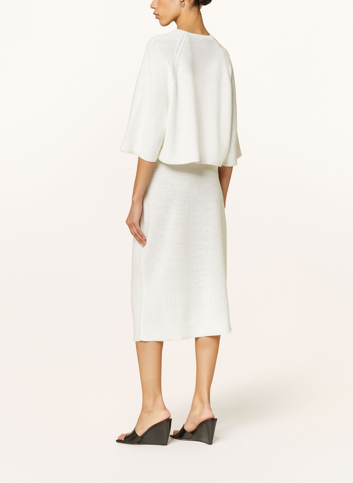 FABIANA FILIPPI Knit skirt with linen and sequins, Color: CREAM (Image 3)