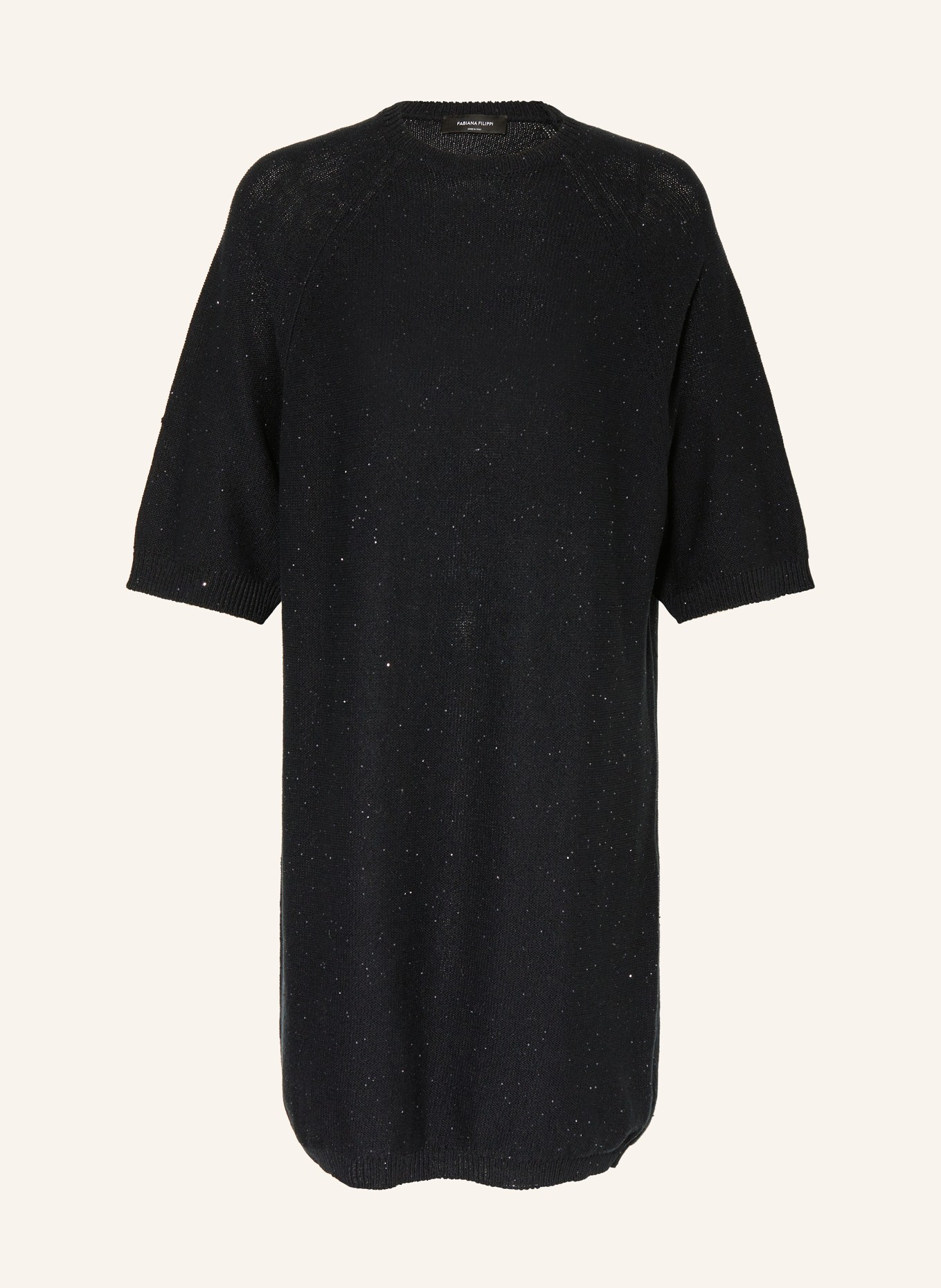 FABIANA FILIPPI Knit dress with linen and sequins, Color: BLACK (Image 1)