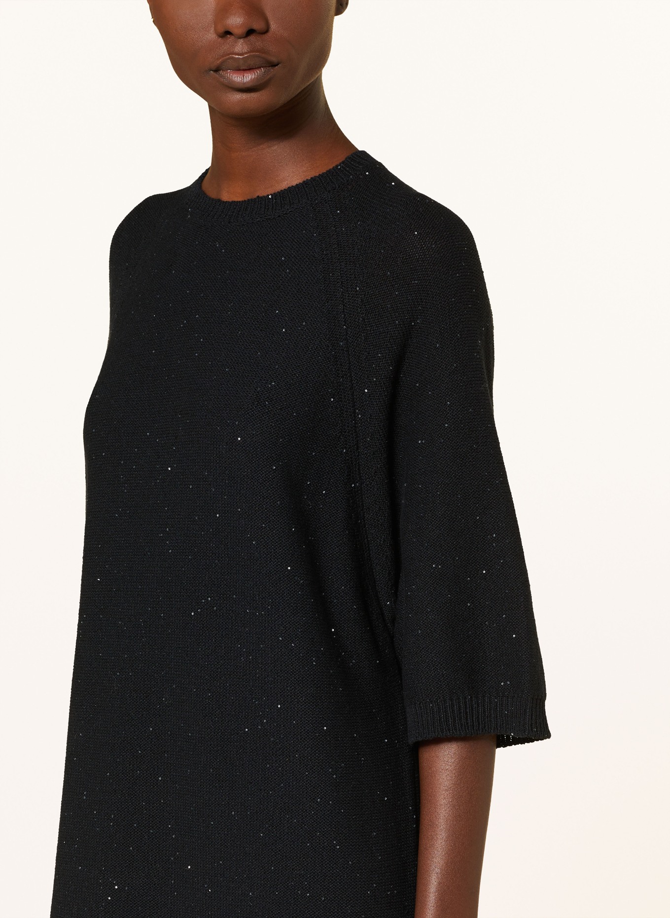 FABIANA FILIPPI Knit dress with linen and sequins, Color: BLACK (Image 4)