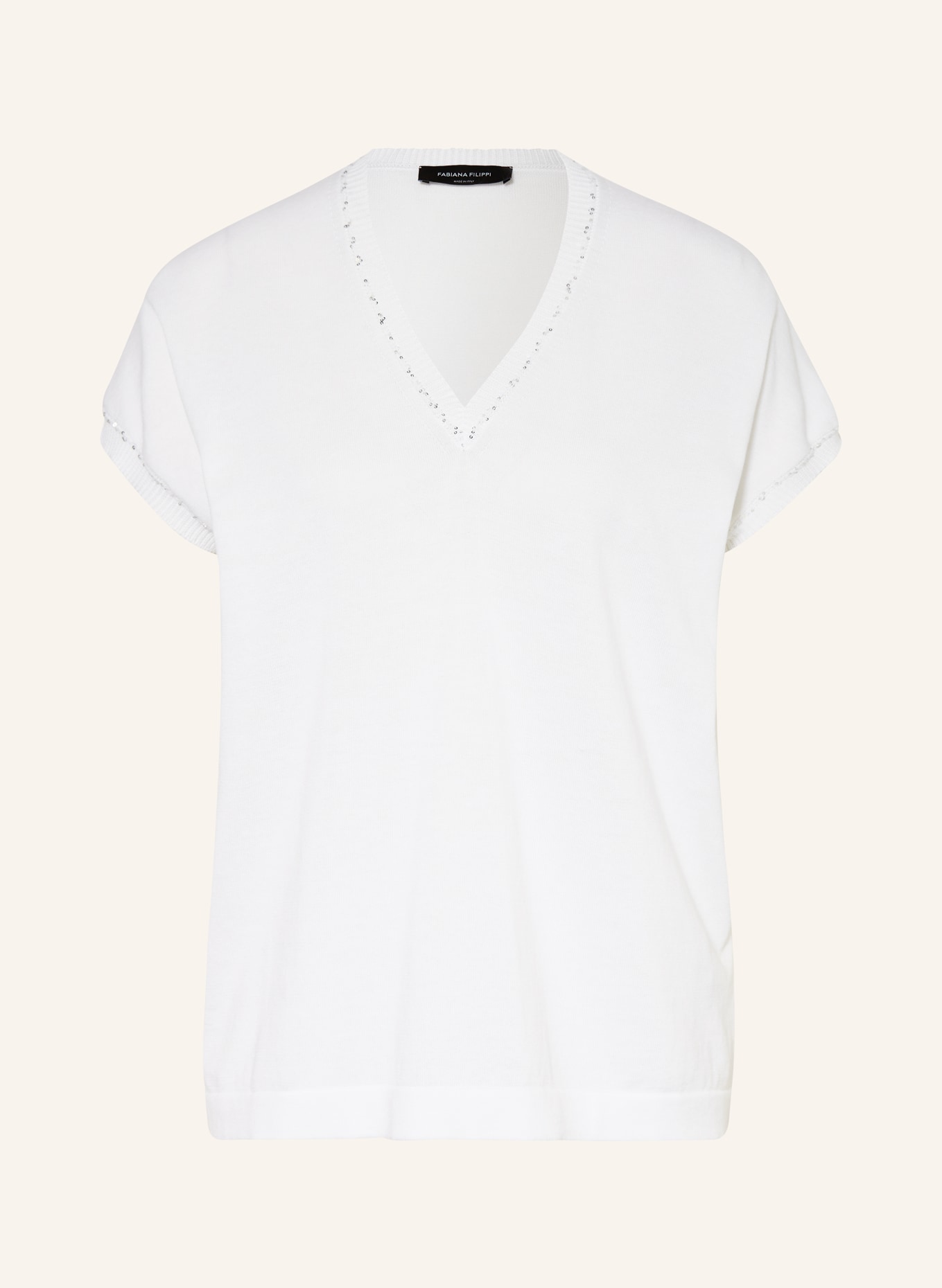 FABIANA FILIPPI Knit shirt with sequins, Color: WHITE (Image 1)