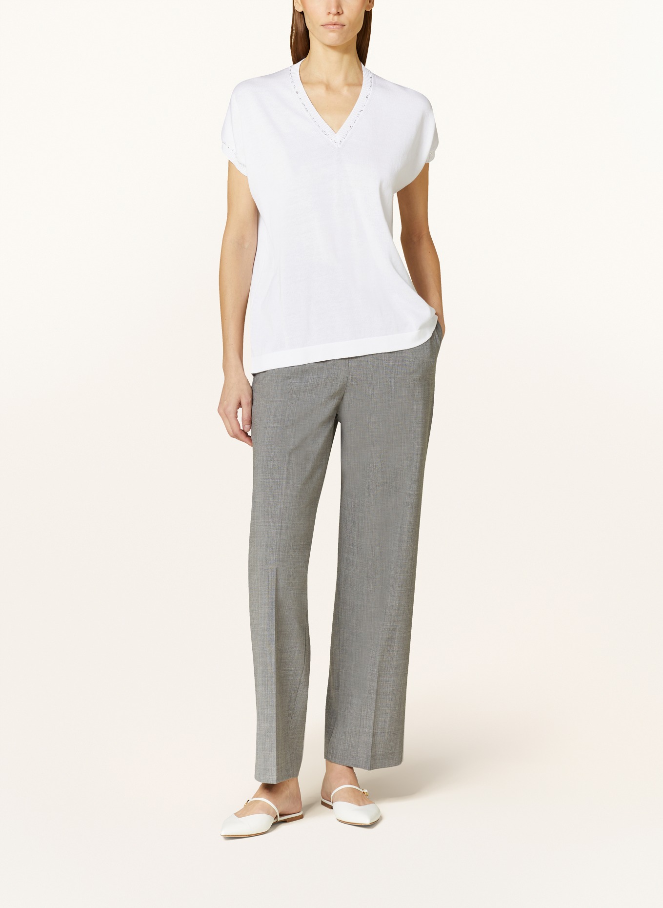 FABIANA FILIPPI Knit shirt with sequins, Color: WHITE (Image 2)