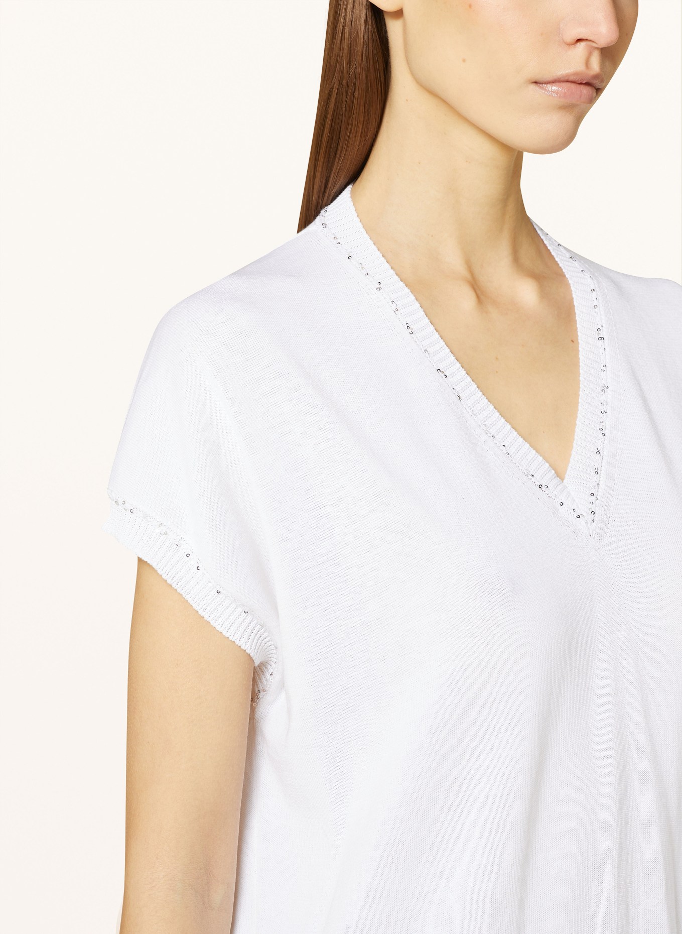 FABIANA FILIPPI Knit shirt with sequins, Color: WHITE (Image 4)
