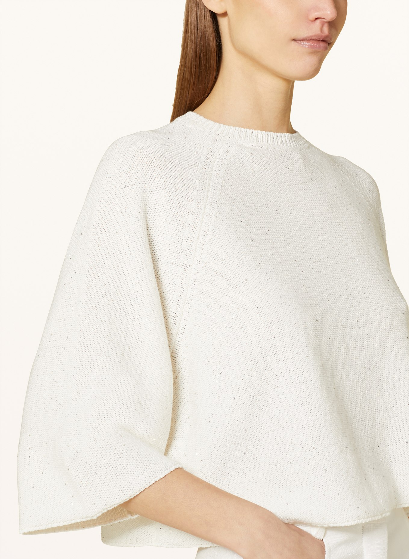 FABIANA FILIPPI Sweater with 3/4 sleeve and sequins, Color: ECRU (Image 4)