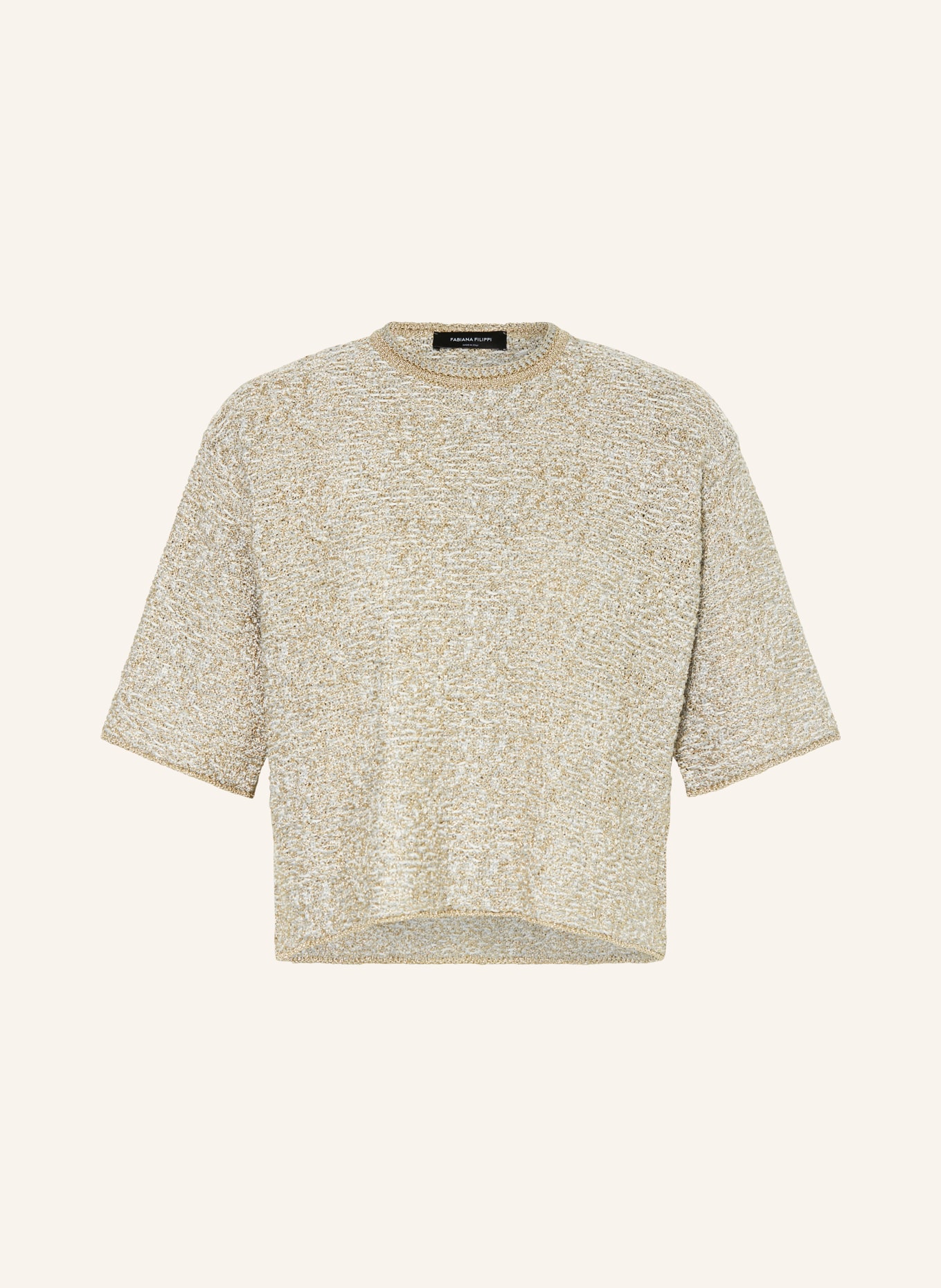 FABIANA FILIPPI Knit shirt with glitter thread, Color: WHITE/ LIGHT GRAY/ GOLD (Image 1)