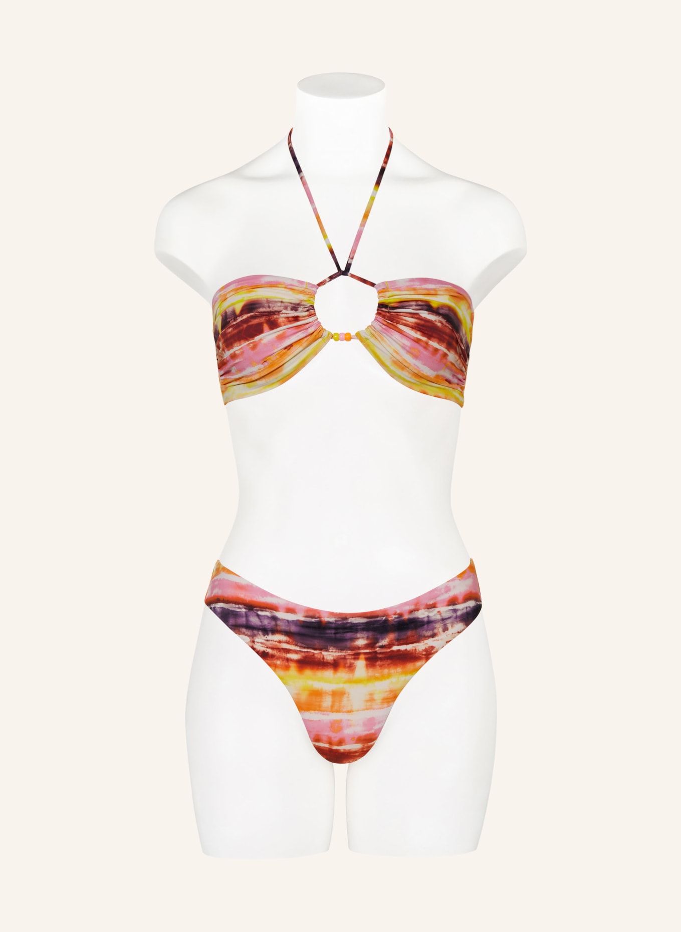BANANA MOON Bandeau bikini top HORIZONTE COOLIO, Color: DARK ORANGE/ PINK/ YELLOW (Image 4)
