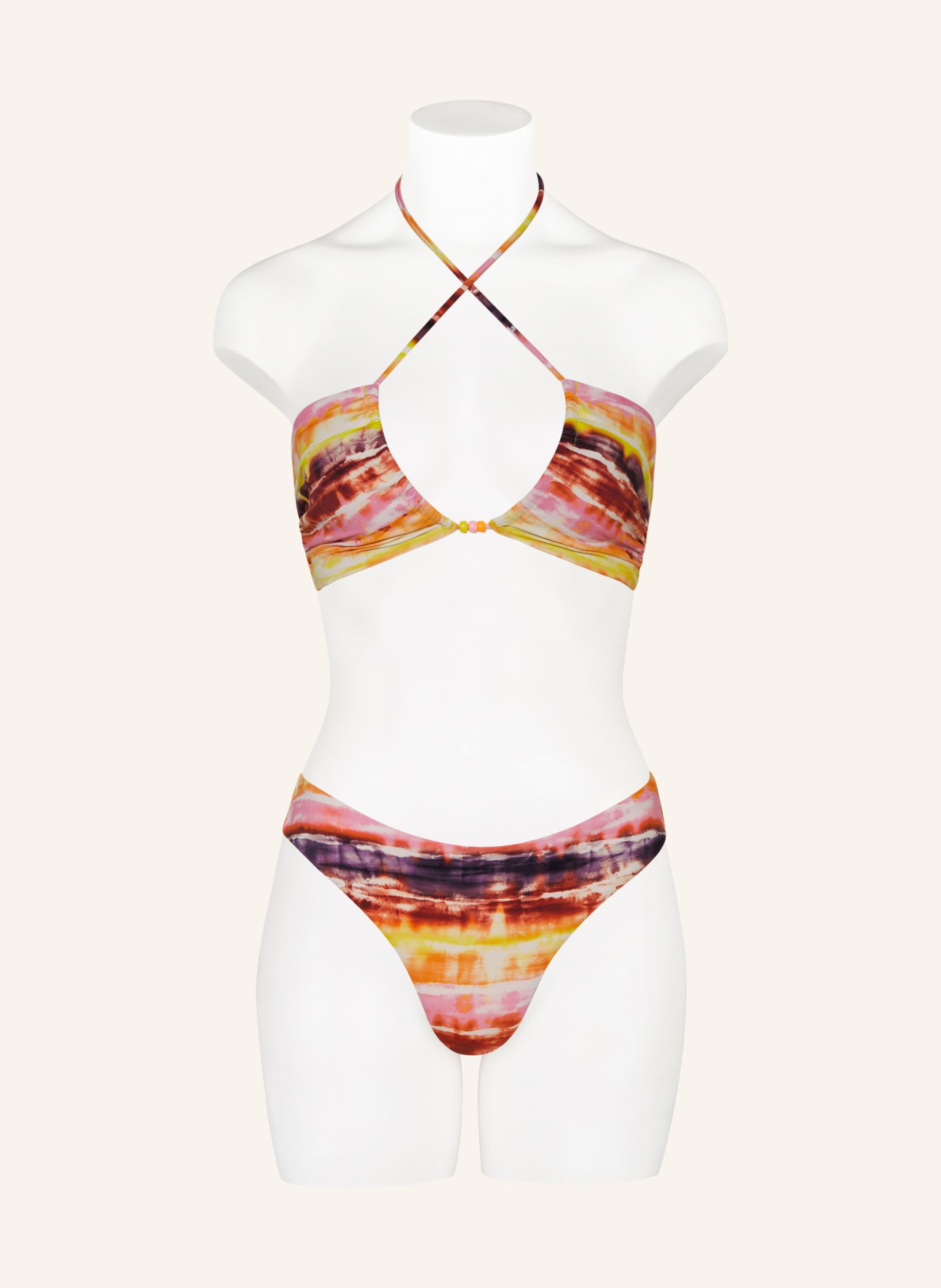 BANANA MOON Bandeau bikini top HORIZONTE COOLIO, Color: DARK ORANGE/ PINK/ YELLOW (Image 5)