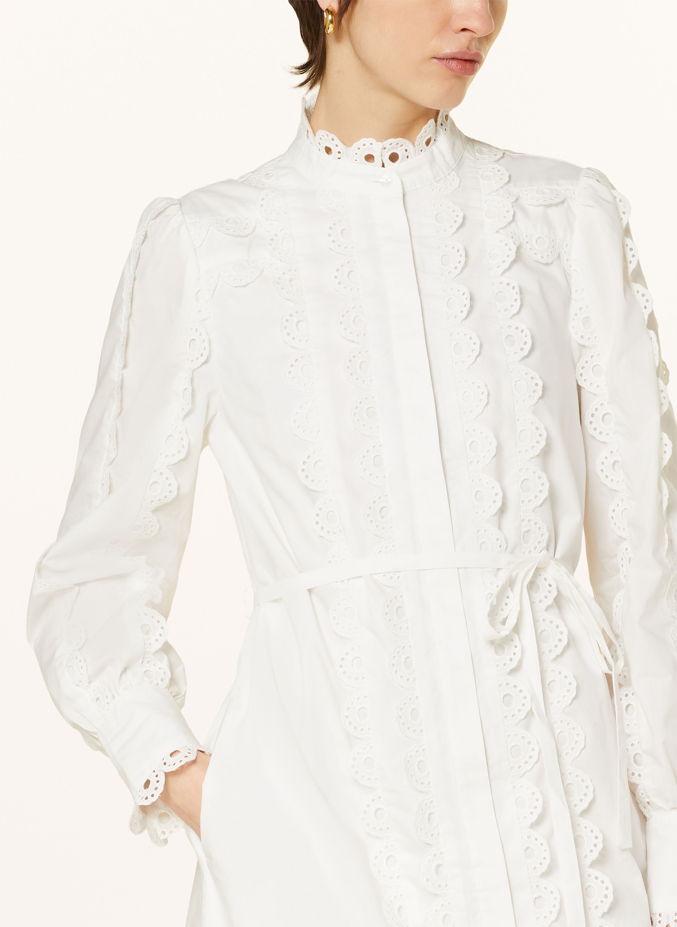 MRS & HUGS Shirt dress with broderie anglaise, Color: WHITE (Image 4)