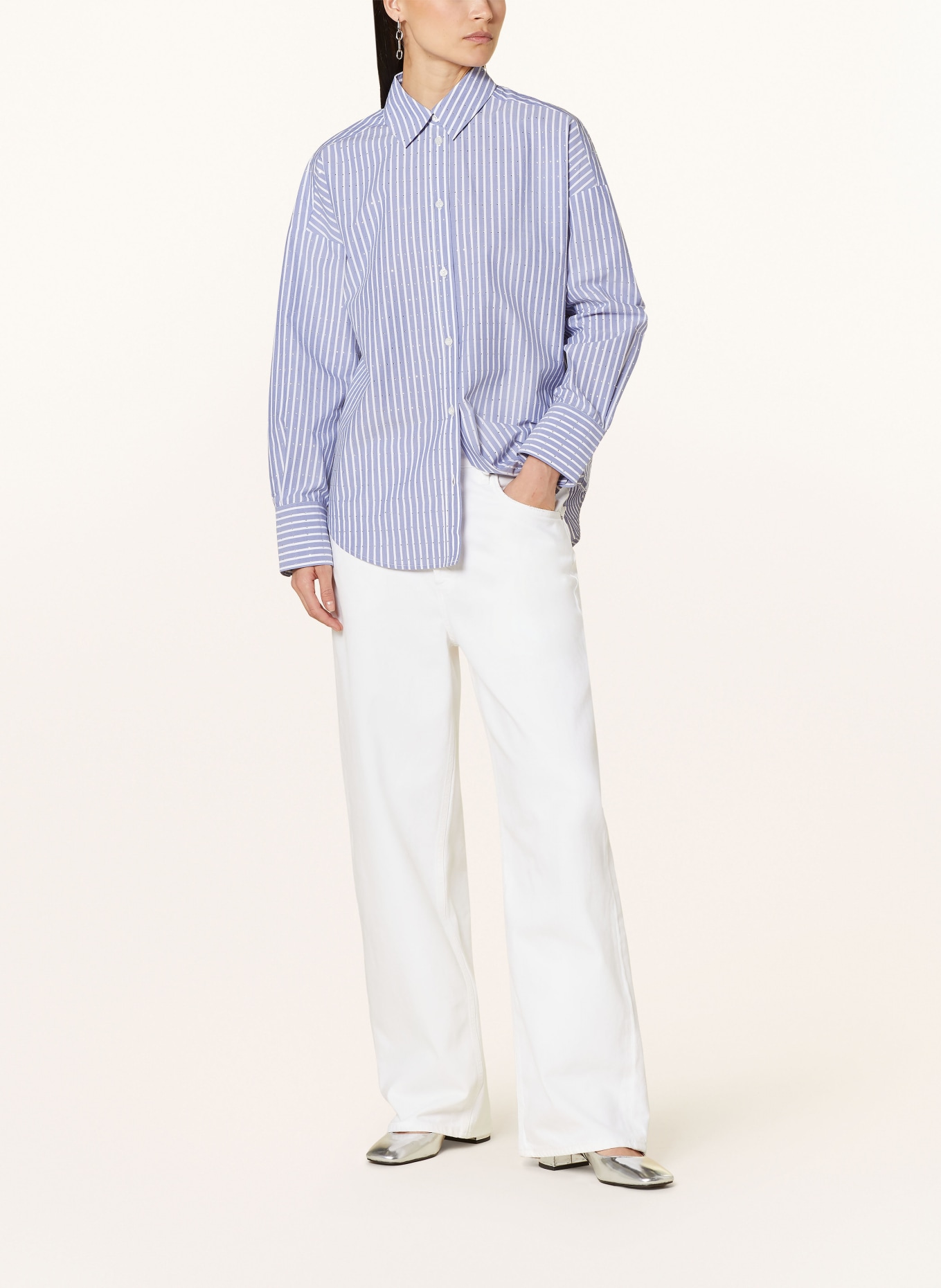 MRS & HUGS Shirt blouse with decorative gems, Color: LIGHT BLUE/ WHITE (Image 2)