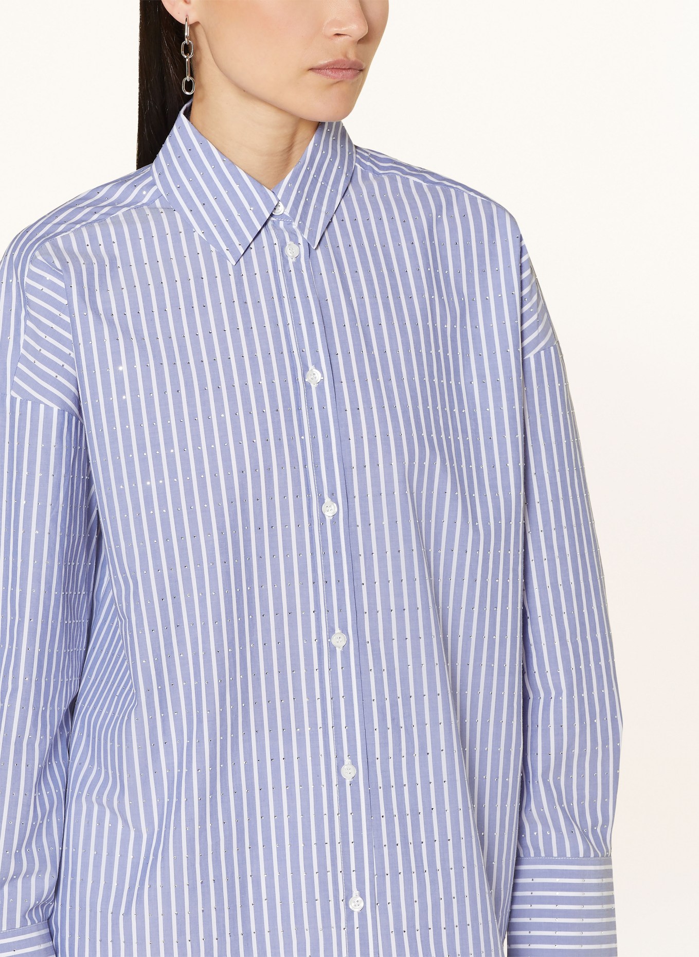 MRS & HUGS Shirt blouse with decorative gems, Color: LIGHT BLUE/ WHITE (Image 4)