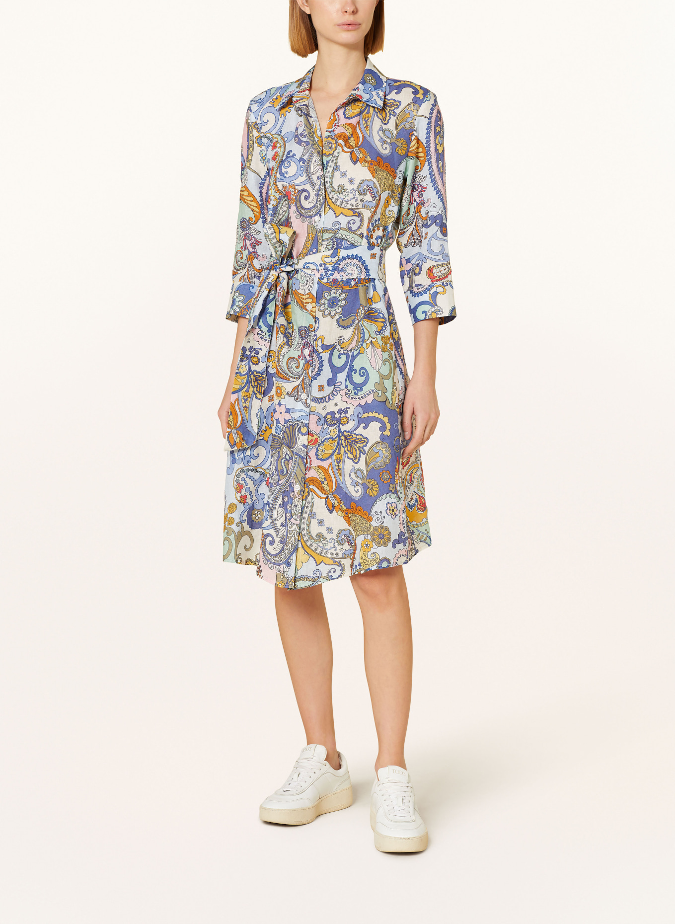 lilienfels Hemdblusenkleid aus Leinen mit 3/4-Arm, Farbe: ROSA/ LILA/ GELB (Bild 2)