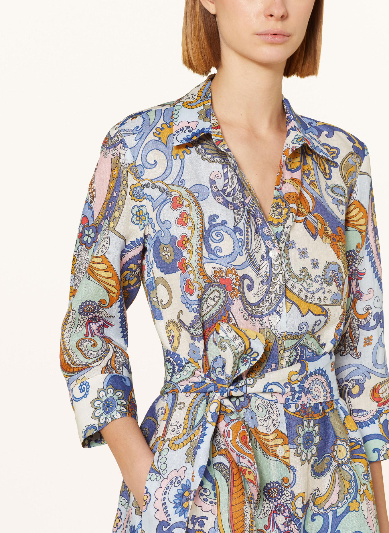 lilienfels Hemdblusenkleid aus Leinen mit 3/4-Arm, Farbe: ROSA/ LILA/ GELB (Bild 4)