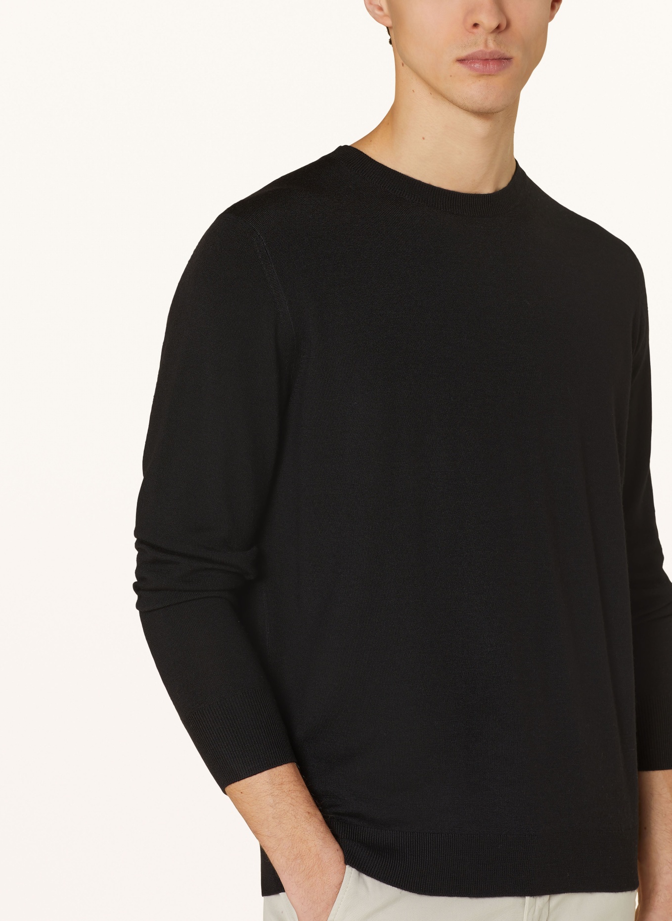STROKESMAN'S Sweater made of merino wool, Color: BLACK (Image 4)