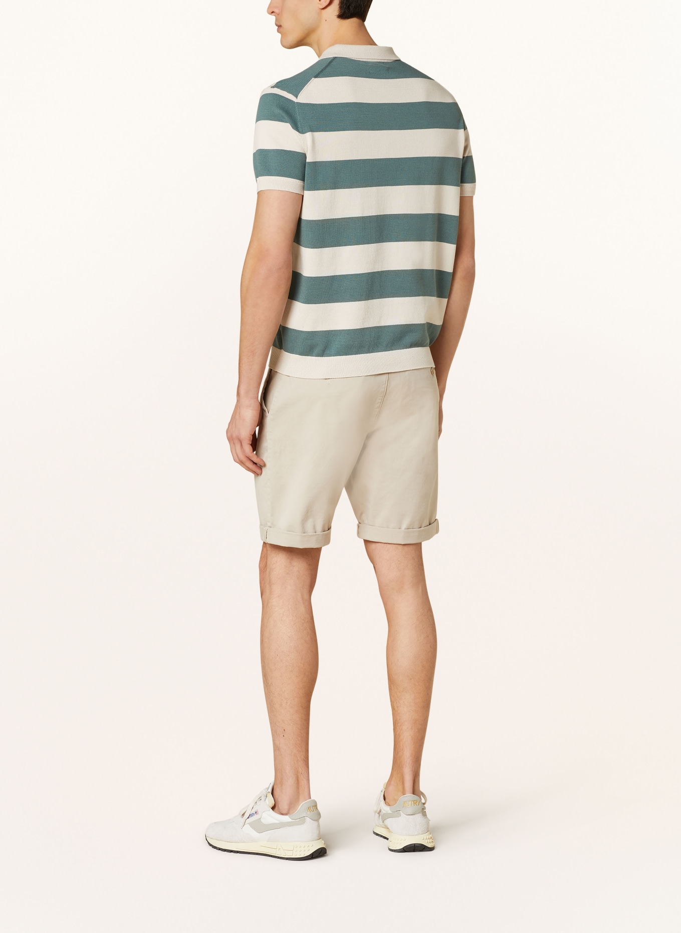 STROKESMAN'S Knitted polo shirt, Color: ECRU/ OLIVE (Image 3)