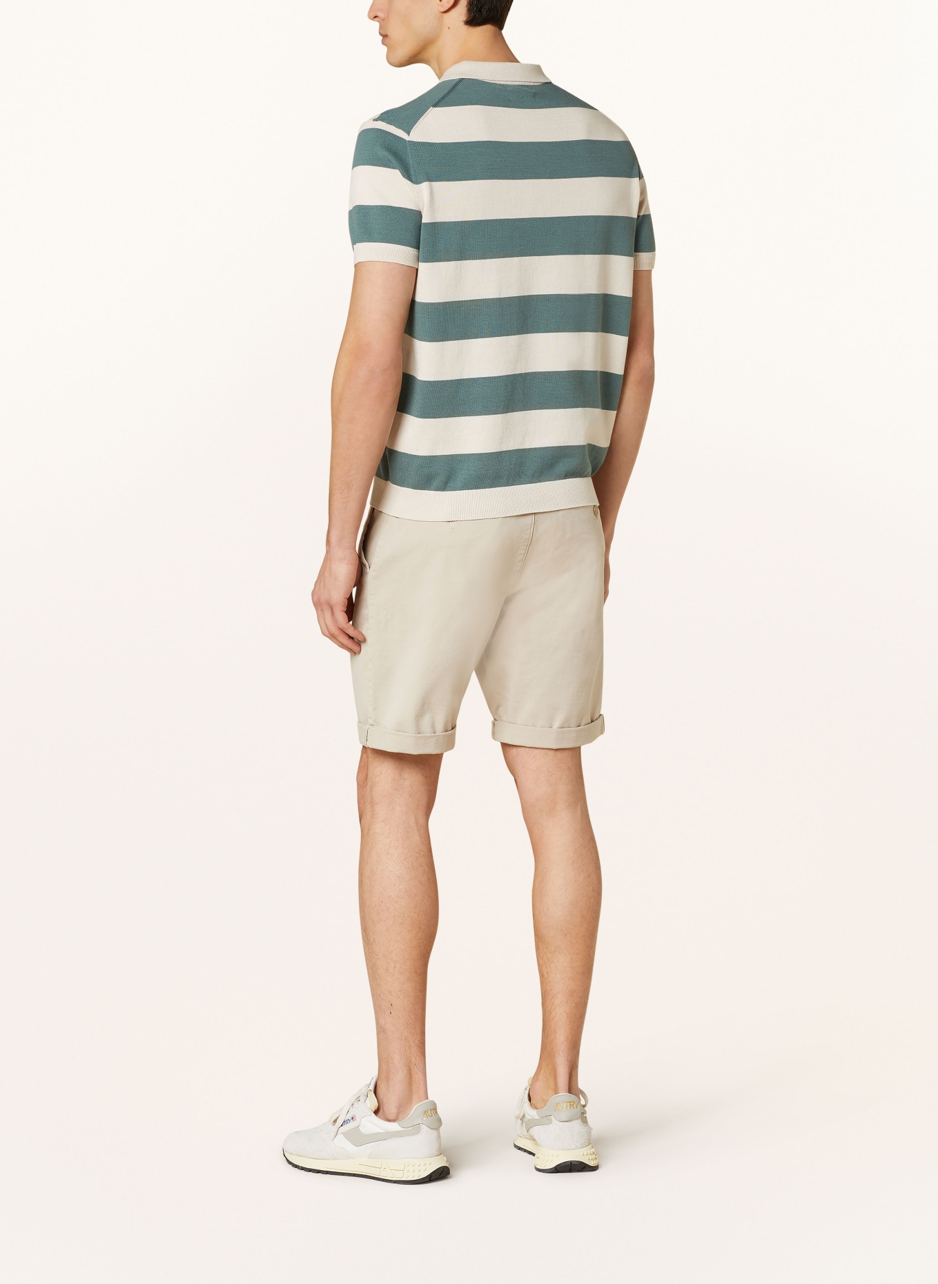 STROKESMAN'S Knitted polo shirt: ECRU / OLIVE